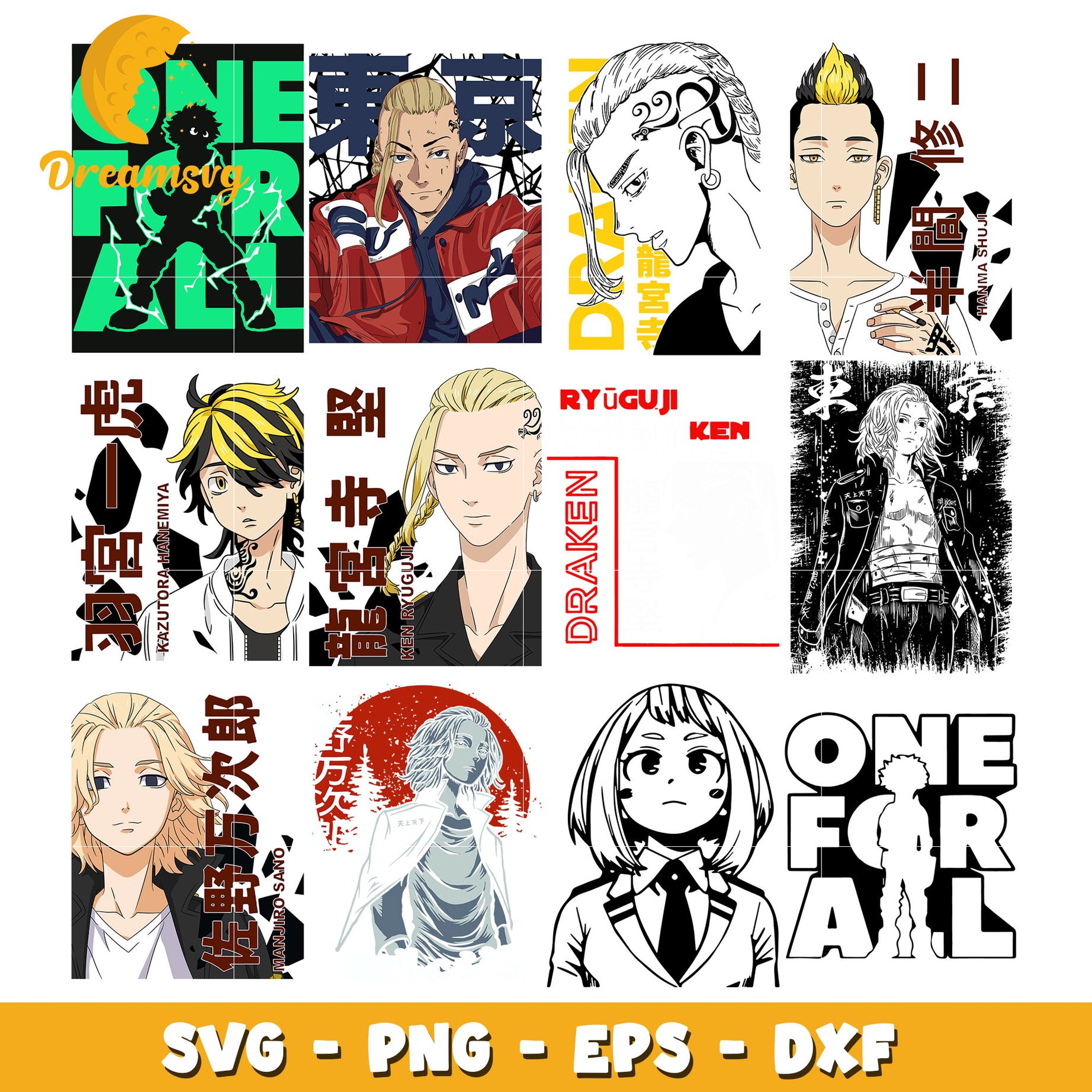 Tokyo Revengers characters and Ochako bundle svg, Tokyo Manji Gang svg