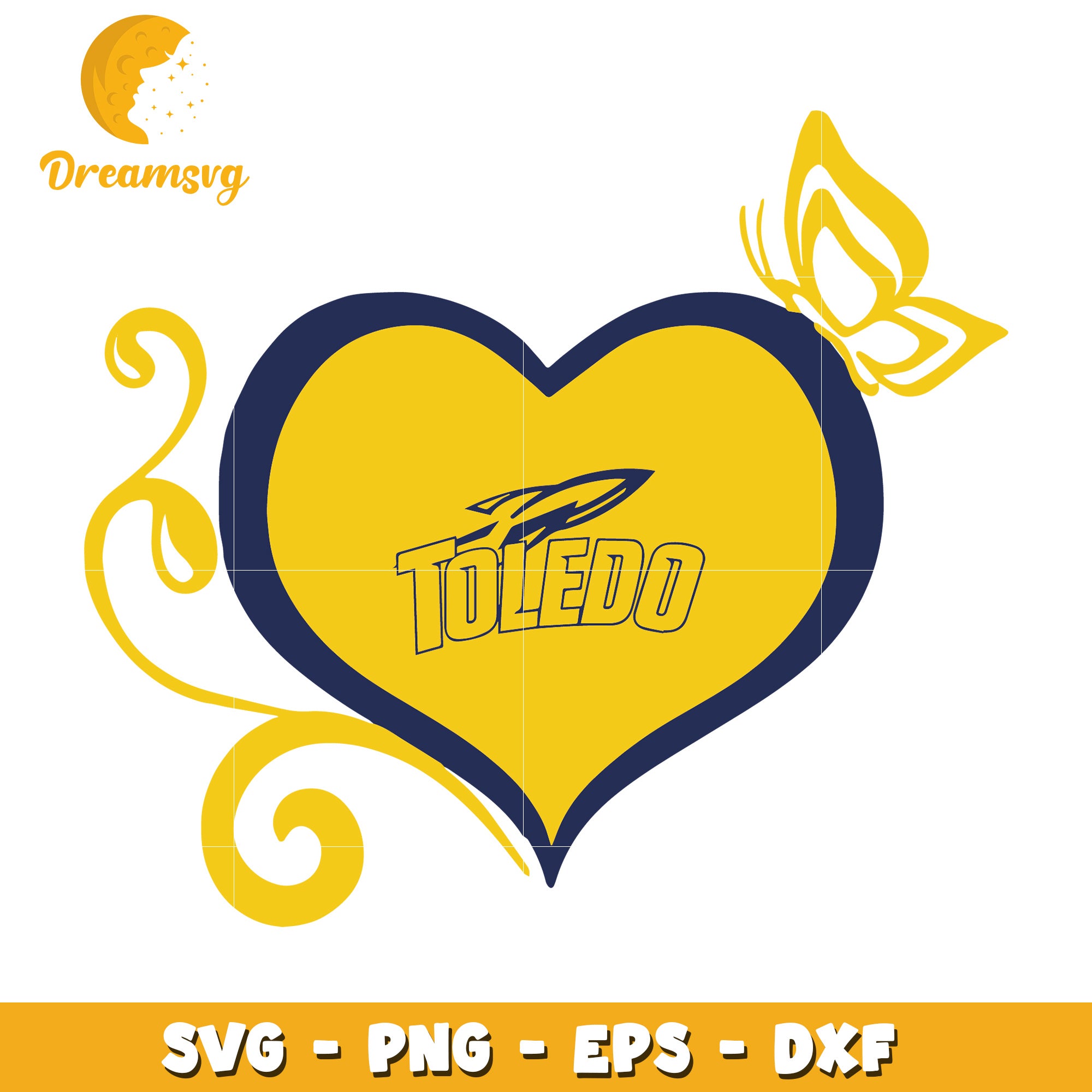 Toledo Heart SVG Design with Butterfly for Craft Projects