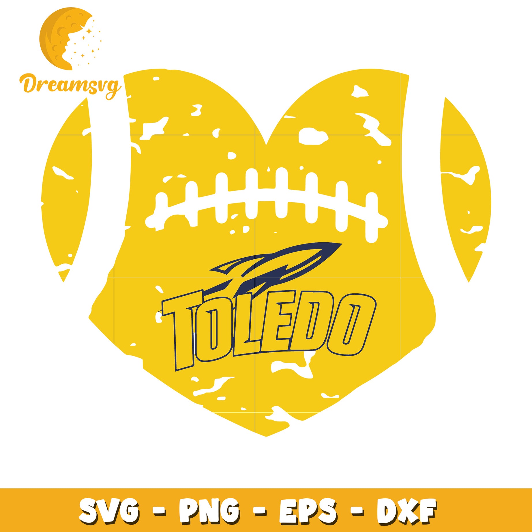 Toledo Rockets Heart Football SVG PNG EPS DXF