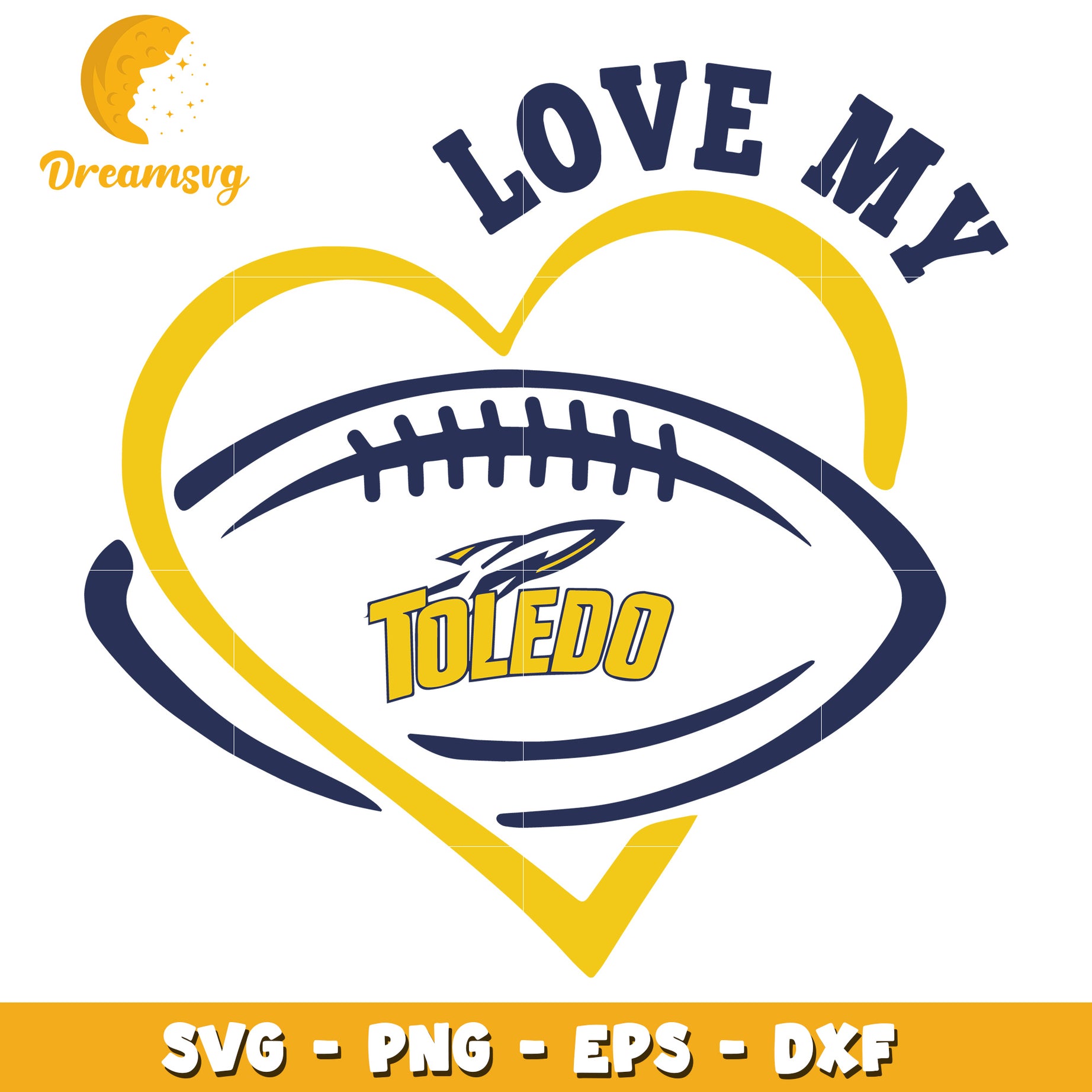 Toledo Rockets Love Heart SVG PNG EPS DXF