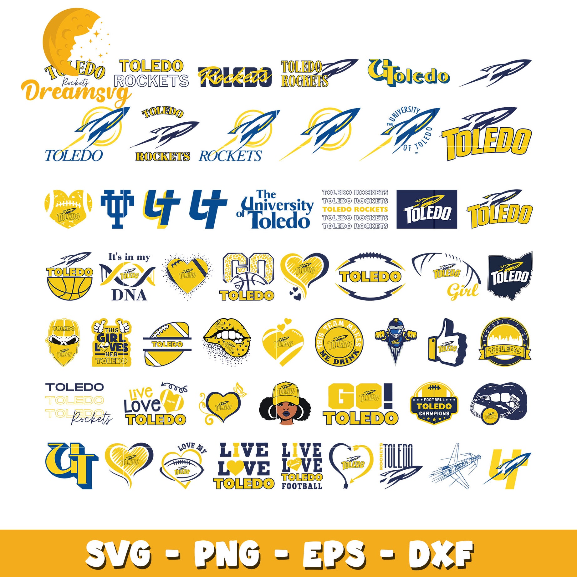 Toledo rockets logo design bundle svg, toledo rockets football svg