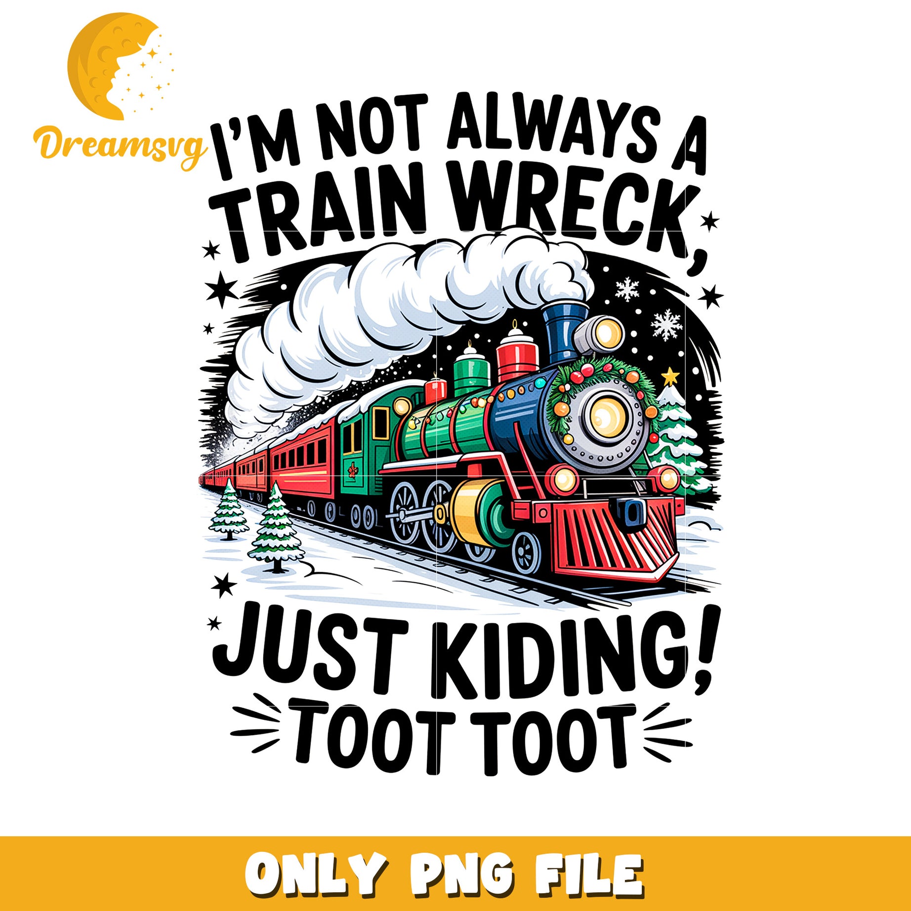 Toot toot train christmas png, christmas png, christmas tree png