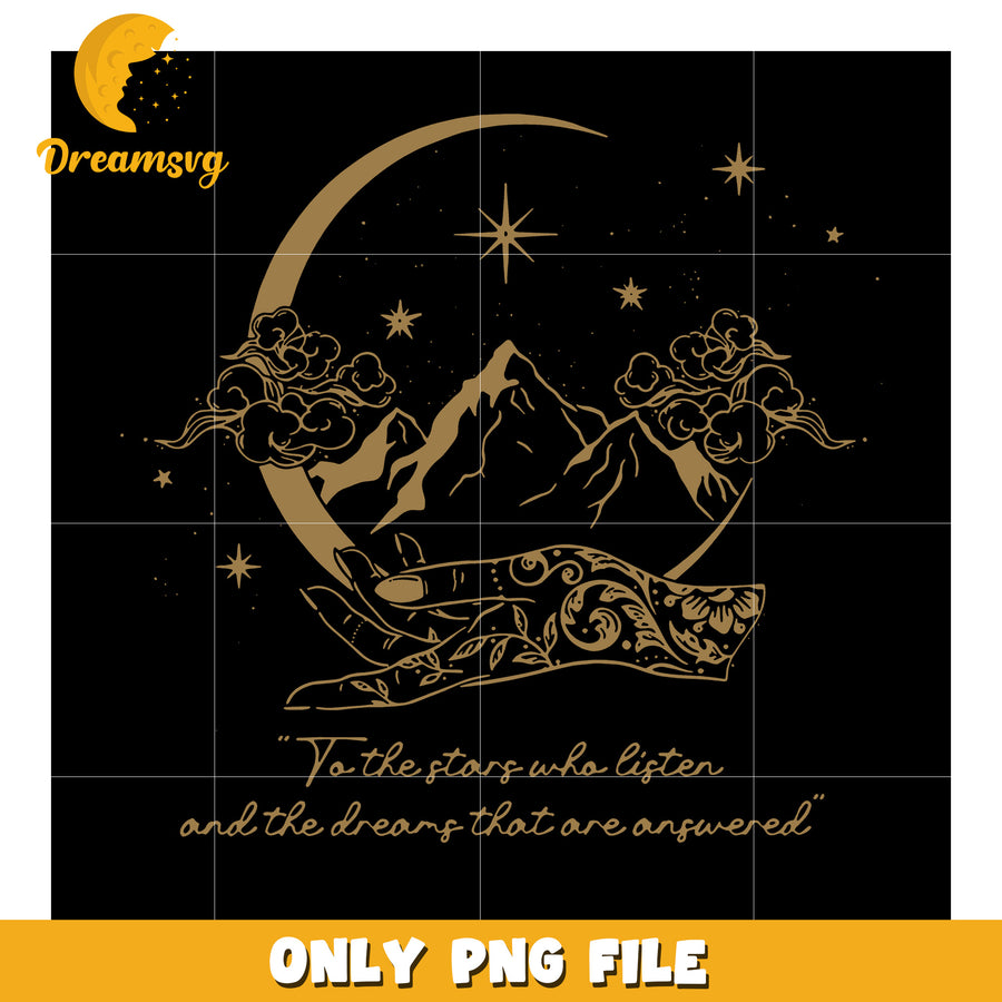 To the star who listen png, magical sky quote design png