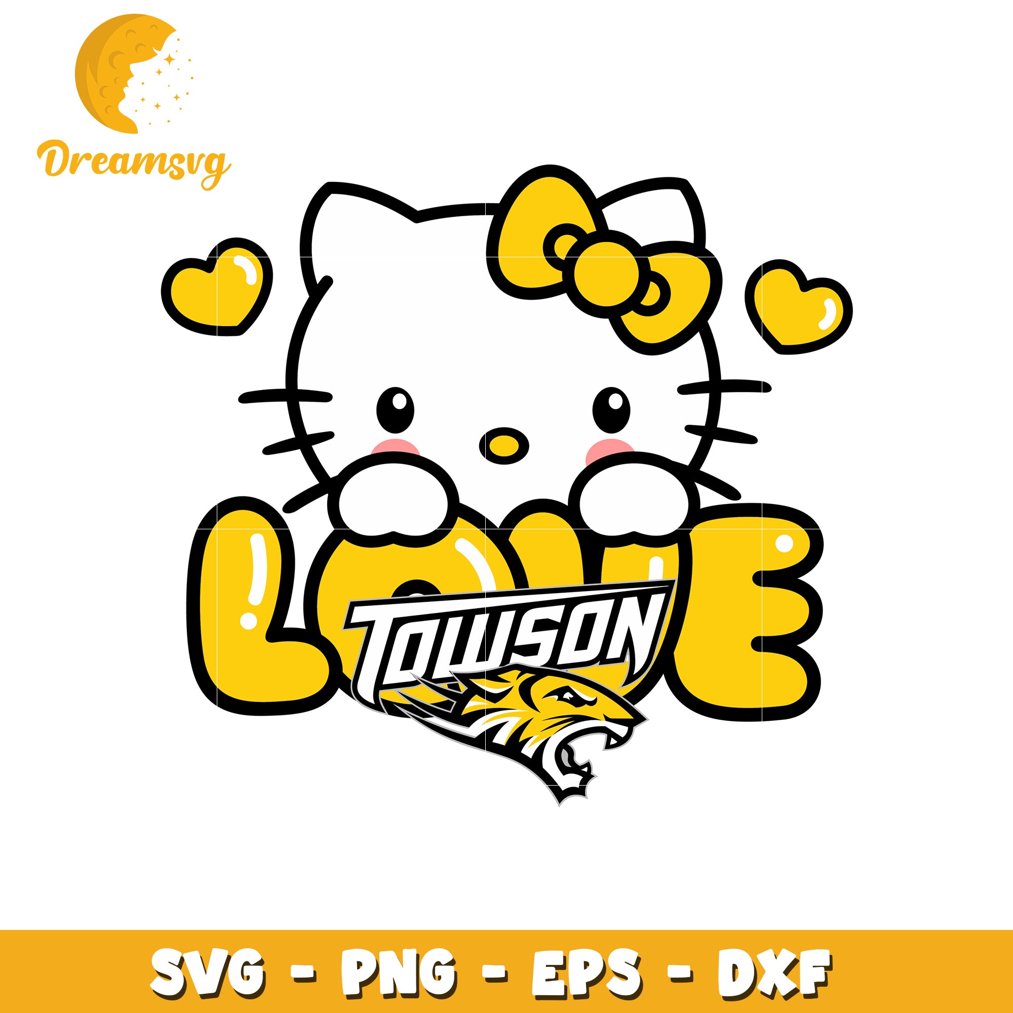 Towson Tigers Hello Kitty Love SVG