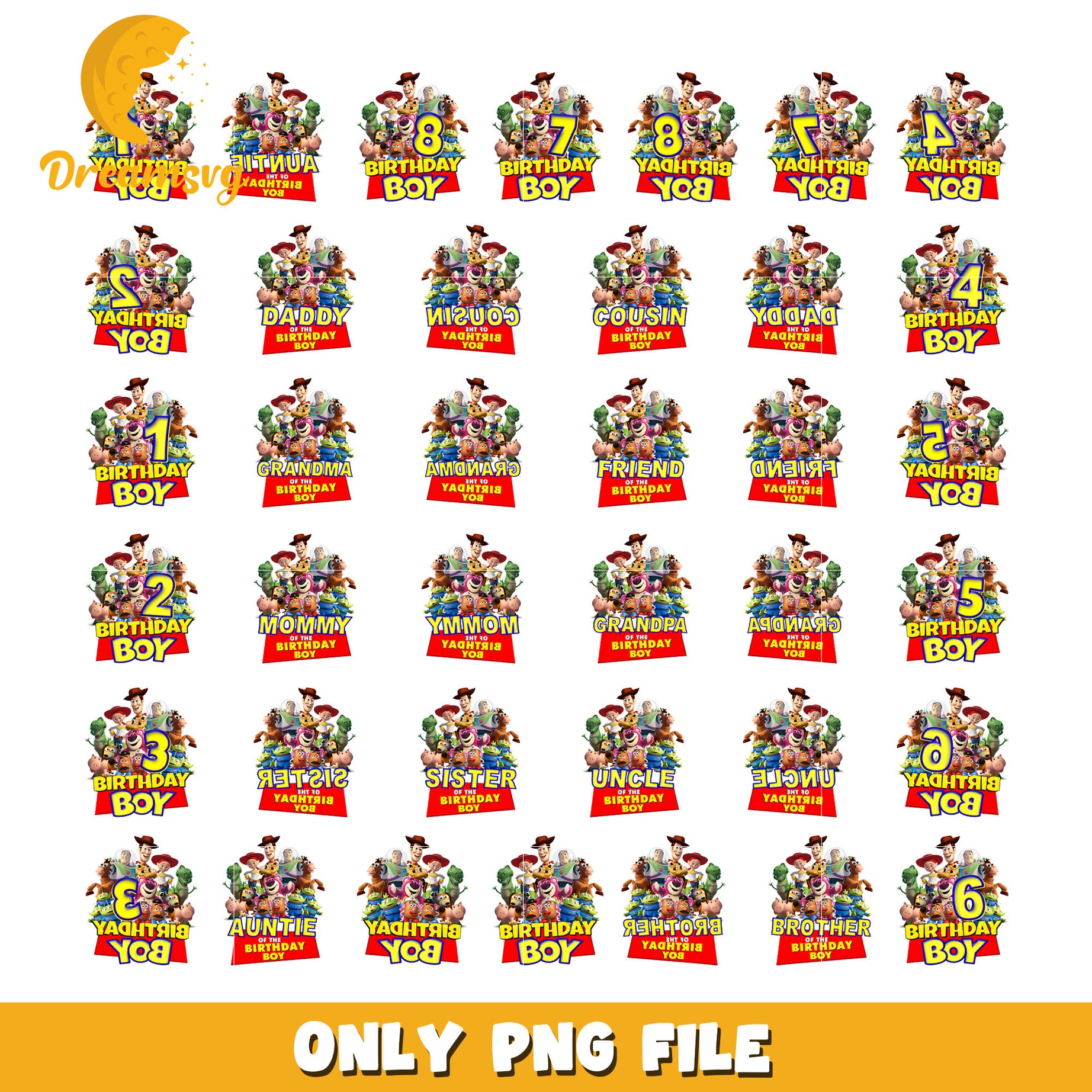 Toy story birthday boy bundle png, toy story birthday​ png