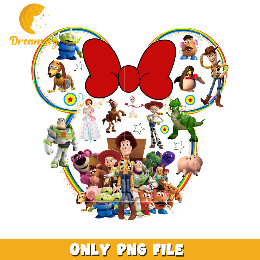 Toy Story Character PNG Design with Colorful Bow