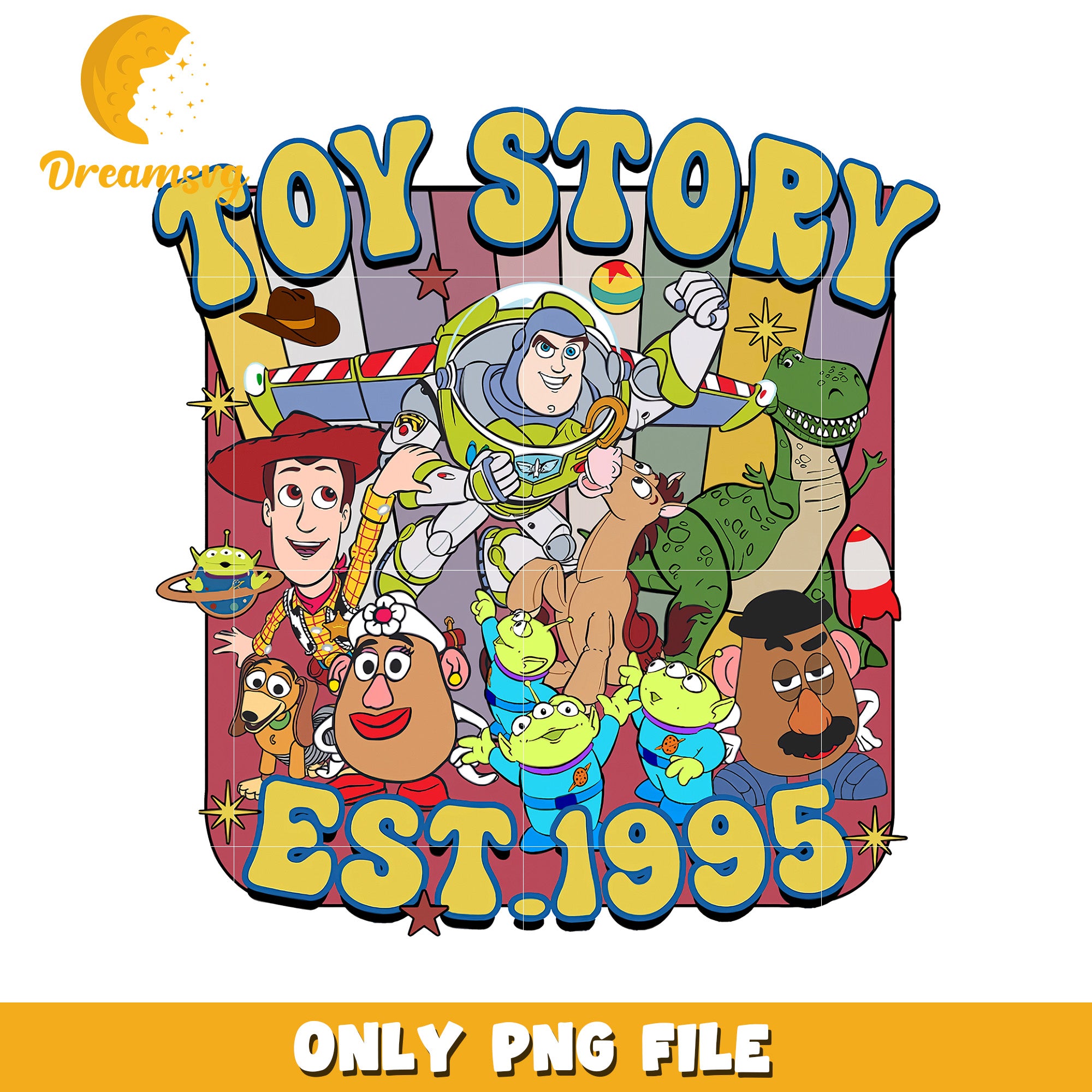 Toy Story Characters Retro Design PNG File Download