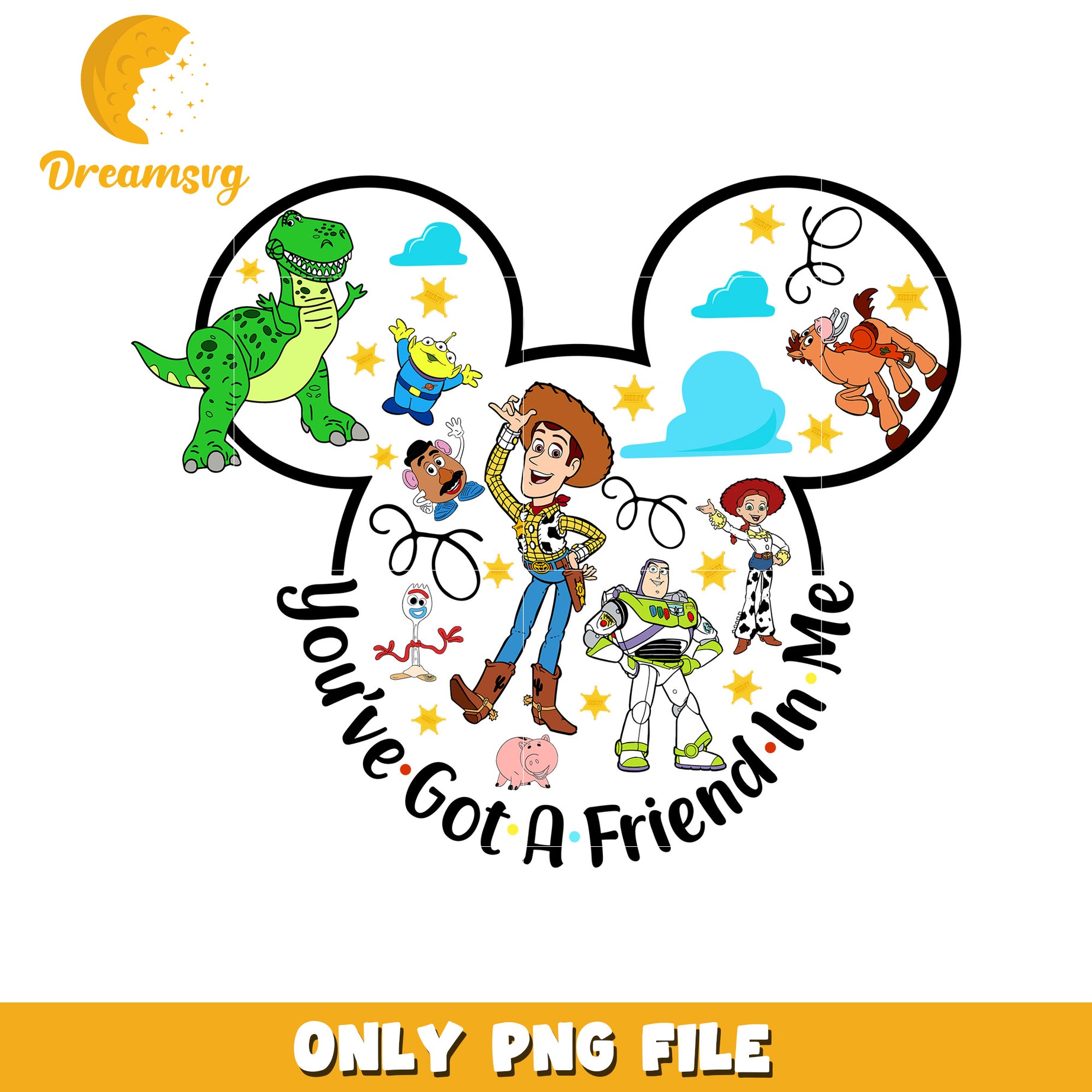 Toy Story Mickey Mouse PNG Design with Friends Theme