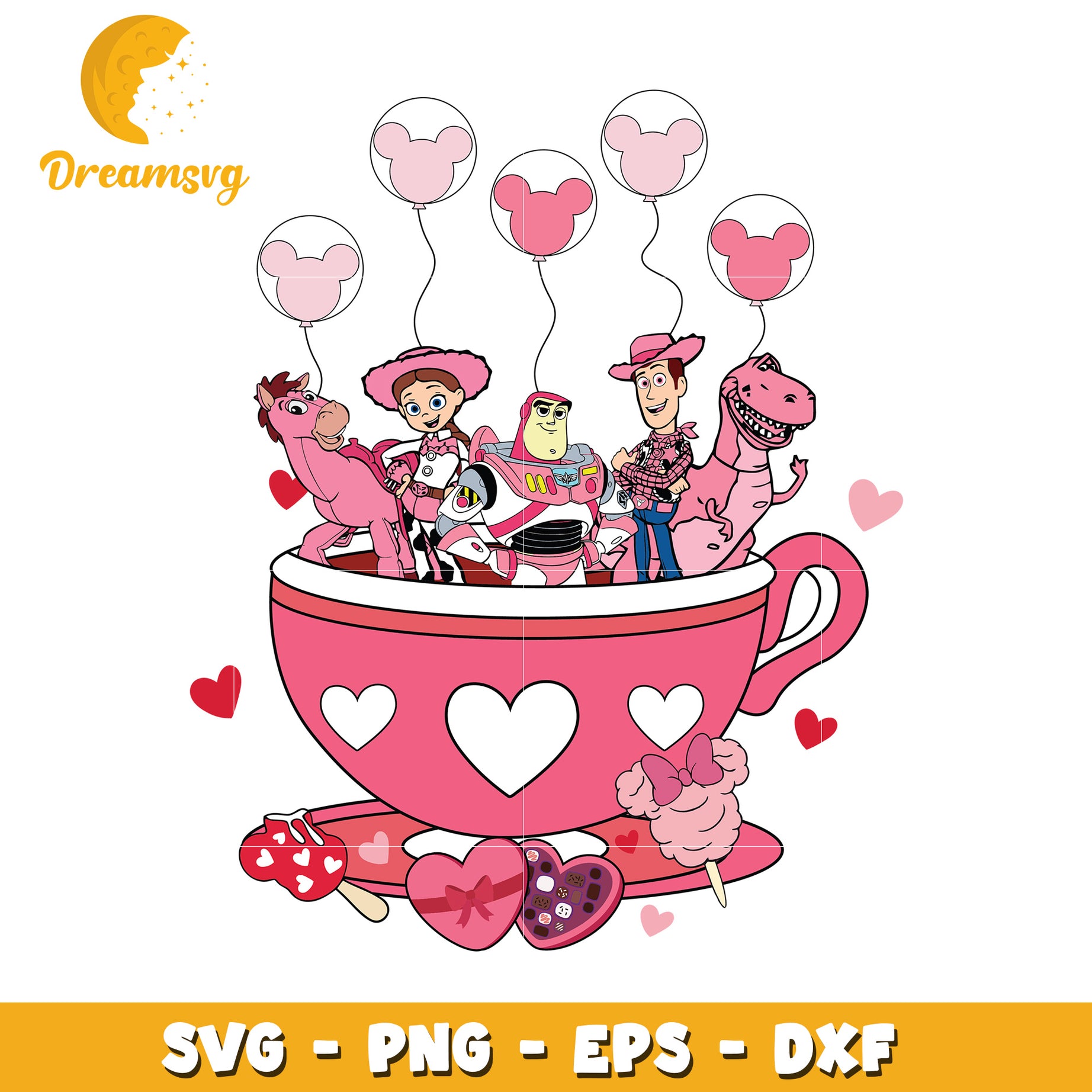 Toy Story Valentines Teacup SVG PNG EPS DXF
