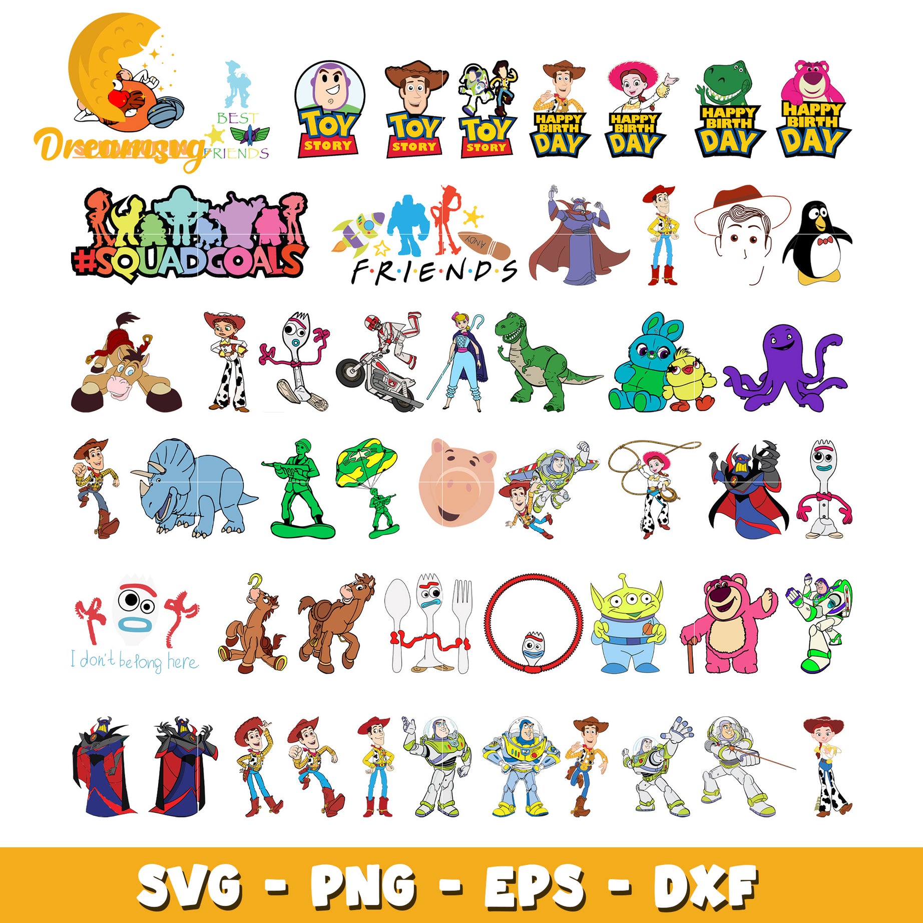 Toy Story characters squad goals bundle svg, disney characters svg