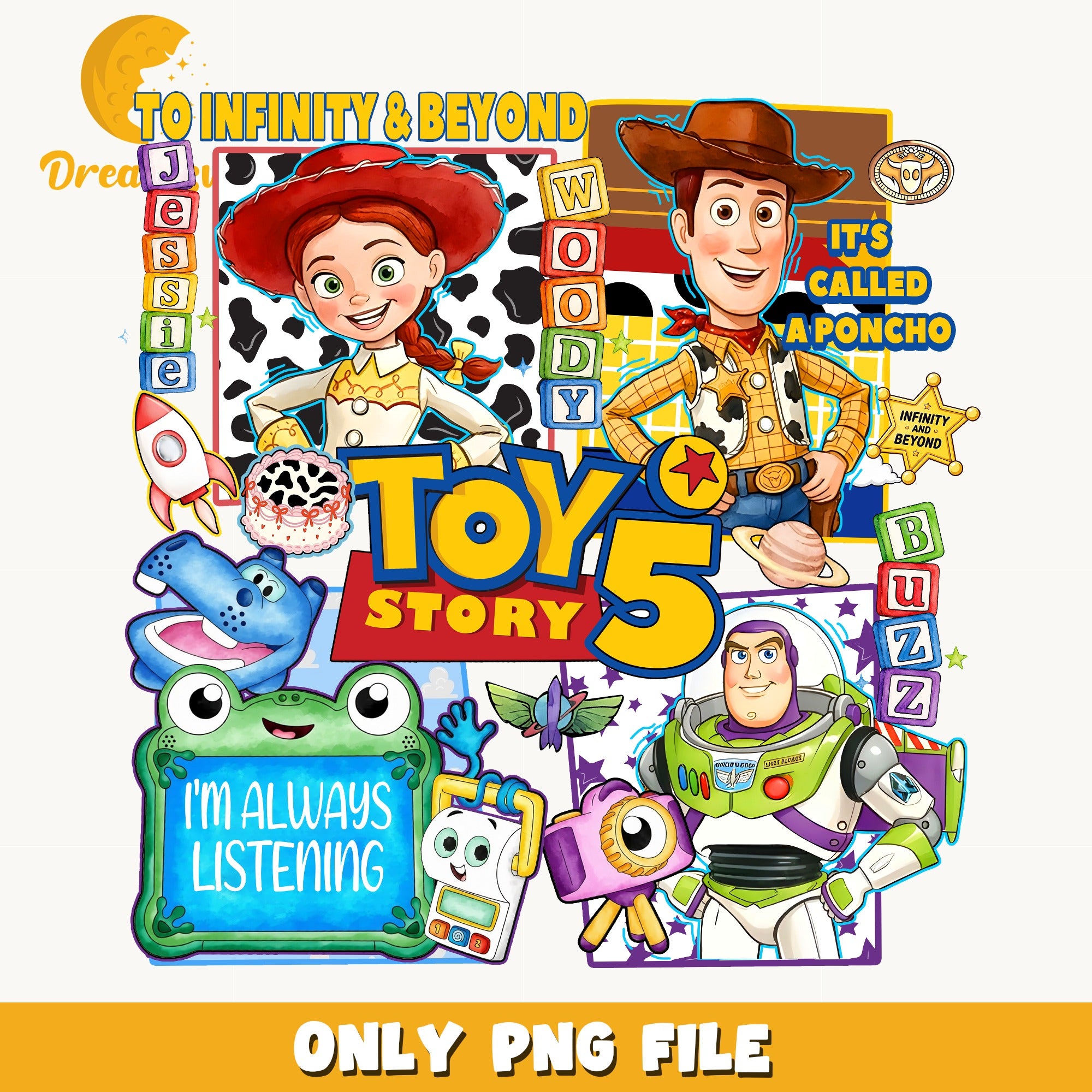 Toy Story 5 PNG Bundle, Woody Buzz Jessie PNG, Disney PNG