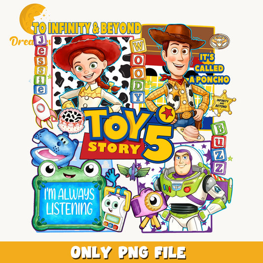 Toy Story 5 PNG Bundle, Woody Buzz Jessie PNG, Disney PNG