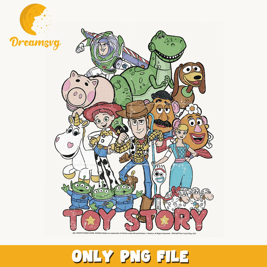 Toy Story Characters Group PNG, Disney Pixar Woody Buzz, Retro PNG