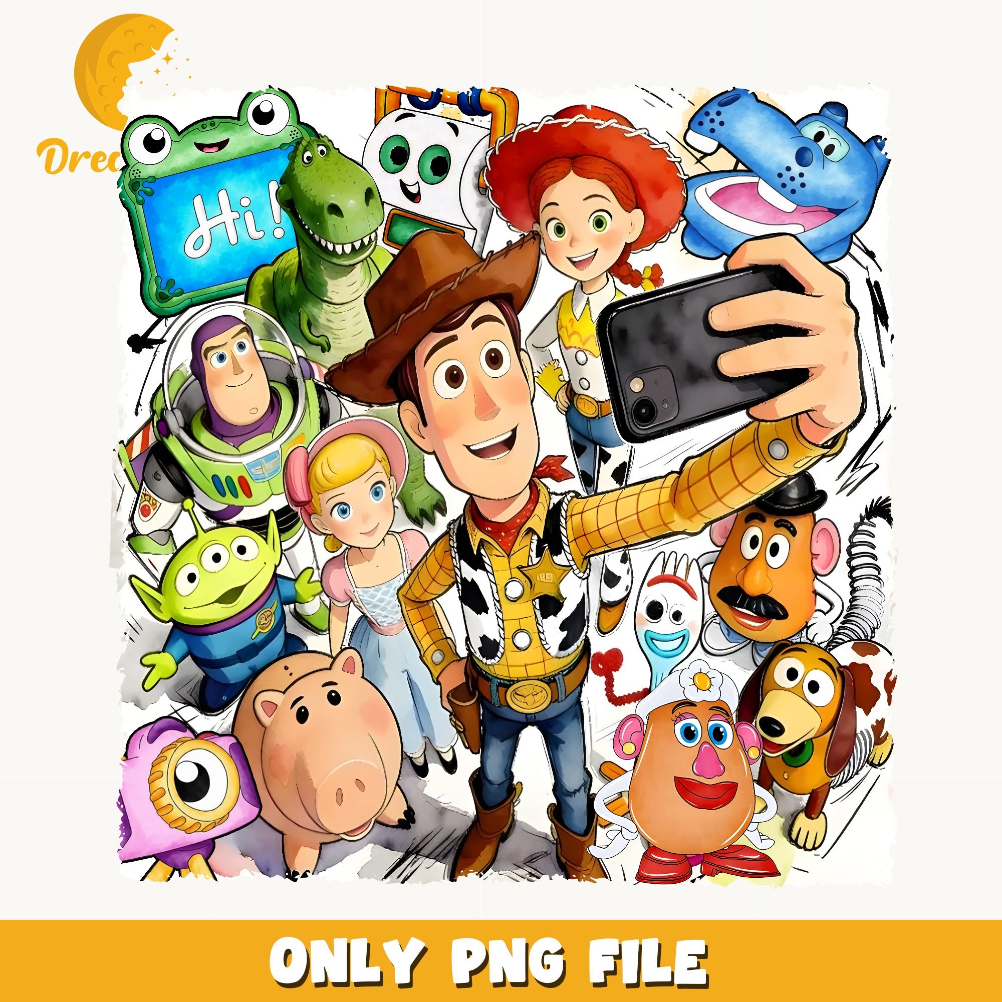 Toy Story Characters Selfie PNG, Woody Buzz Lightyear PNG, Disney PNG