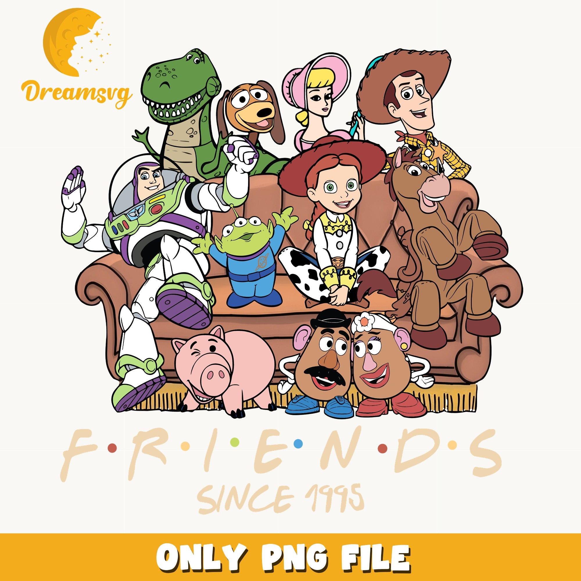 Toy Story Friends Since 1995 PNG, Disney Pixar PNG, Woody Buzz PNG