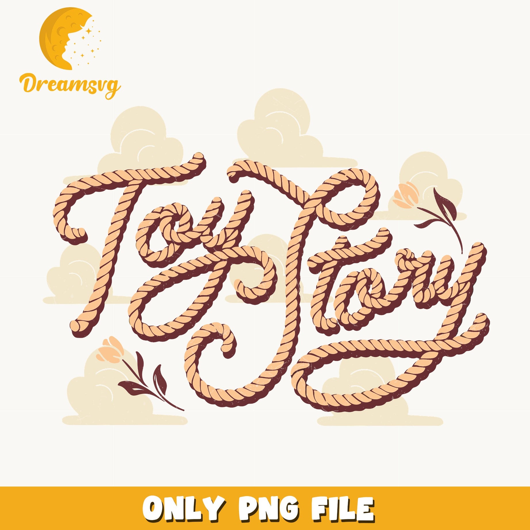 Toy Story Rope Logo PNG, Disney Pixar PNG, Retro Floral PNG