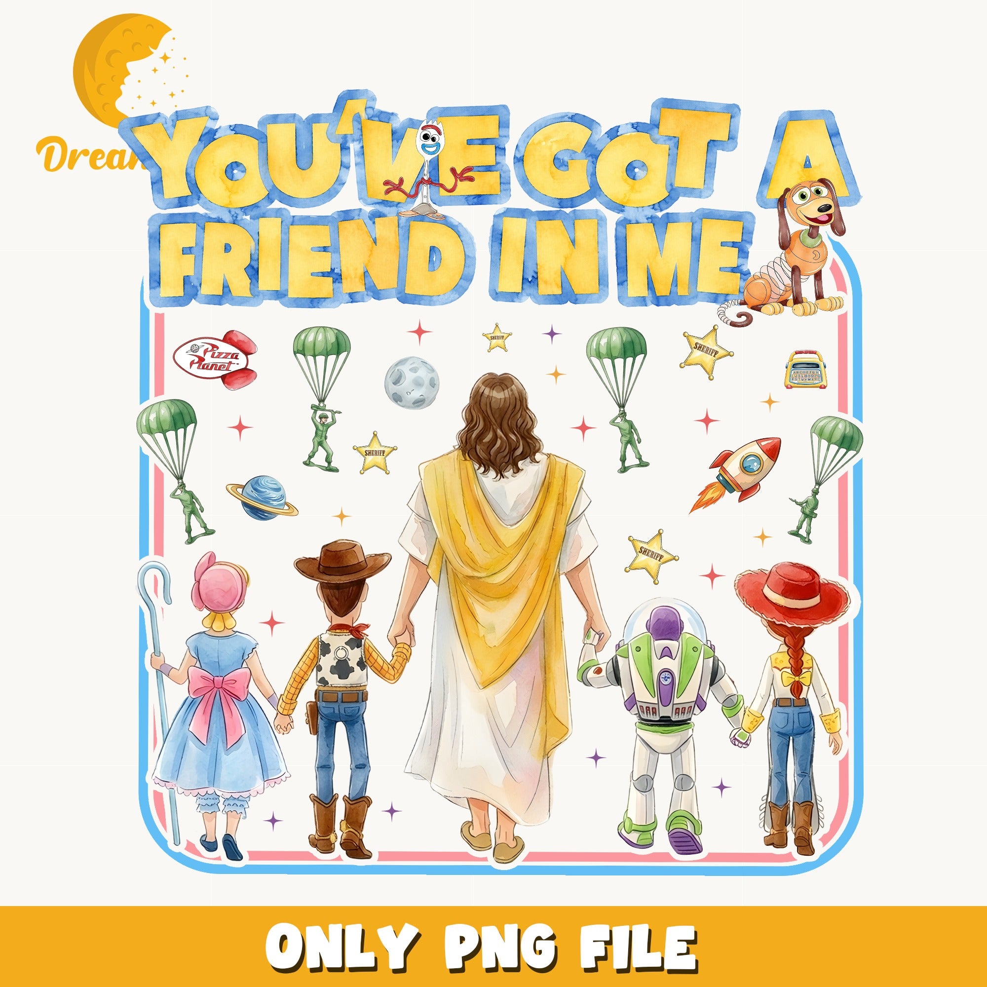 Toy Story You've Got A Friend In Me PNG, Jesus PNG, Woody Buzz PNG