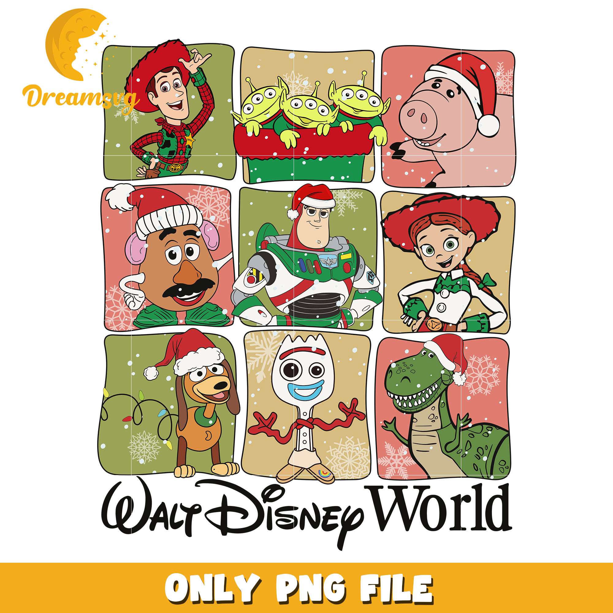 Toy story chalecter bundle png, disney png, christmas png