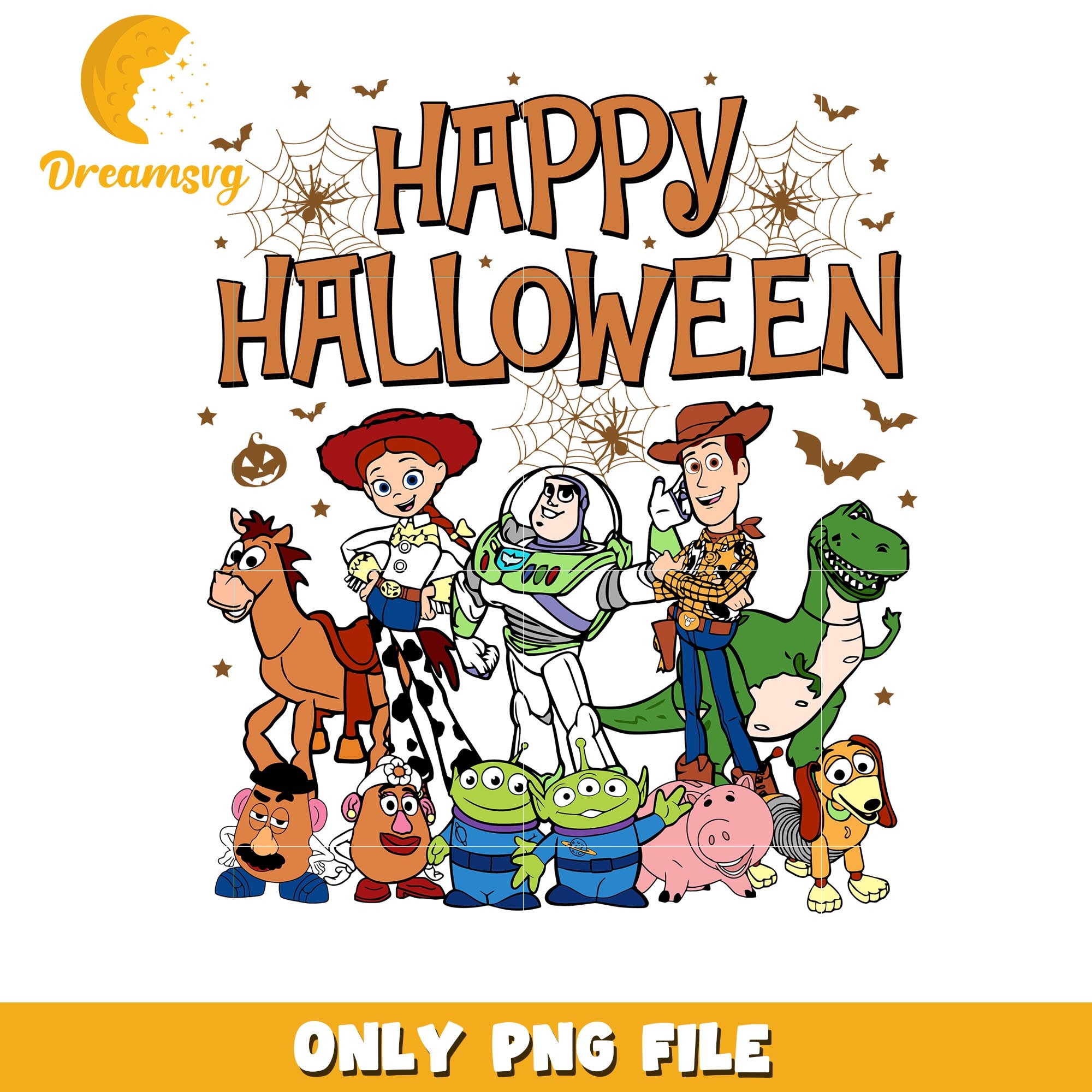Toy story characters happy halloween png, Disney friends halloween vibes png