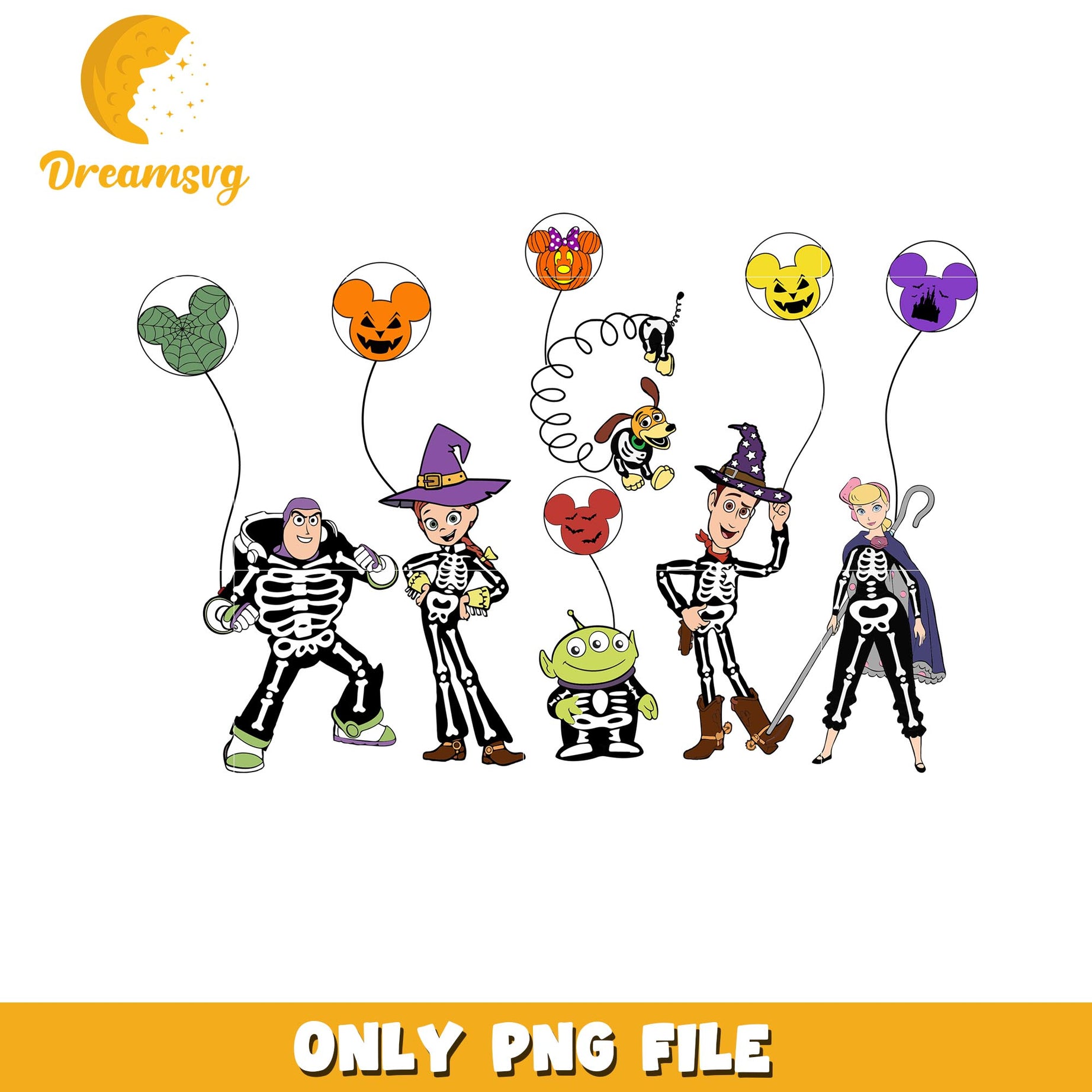 Toy story halloween skeleton png, Disney friends halloween vibes png