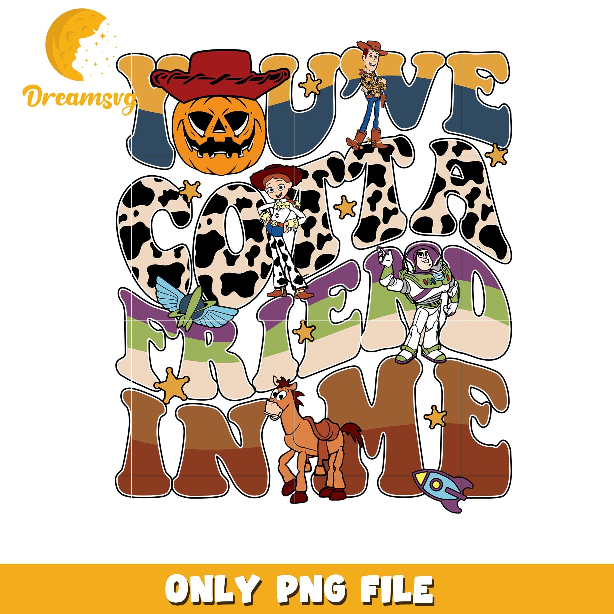 Toy story halloween you've got a friends in me png, Disney friends halloween vibes png