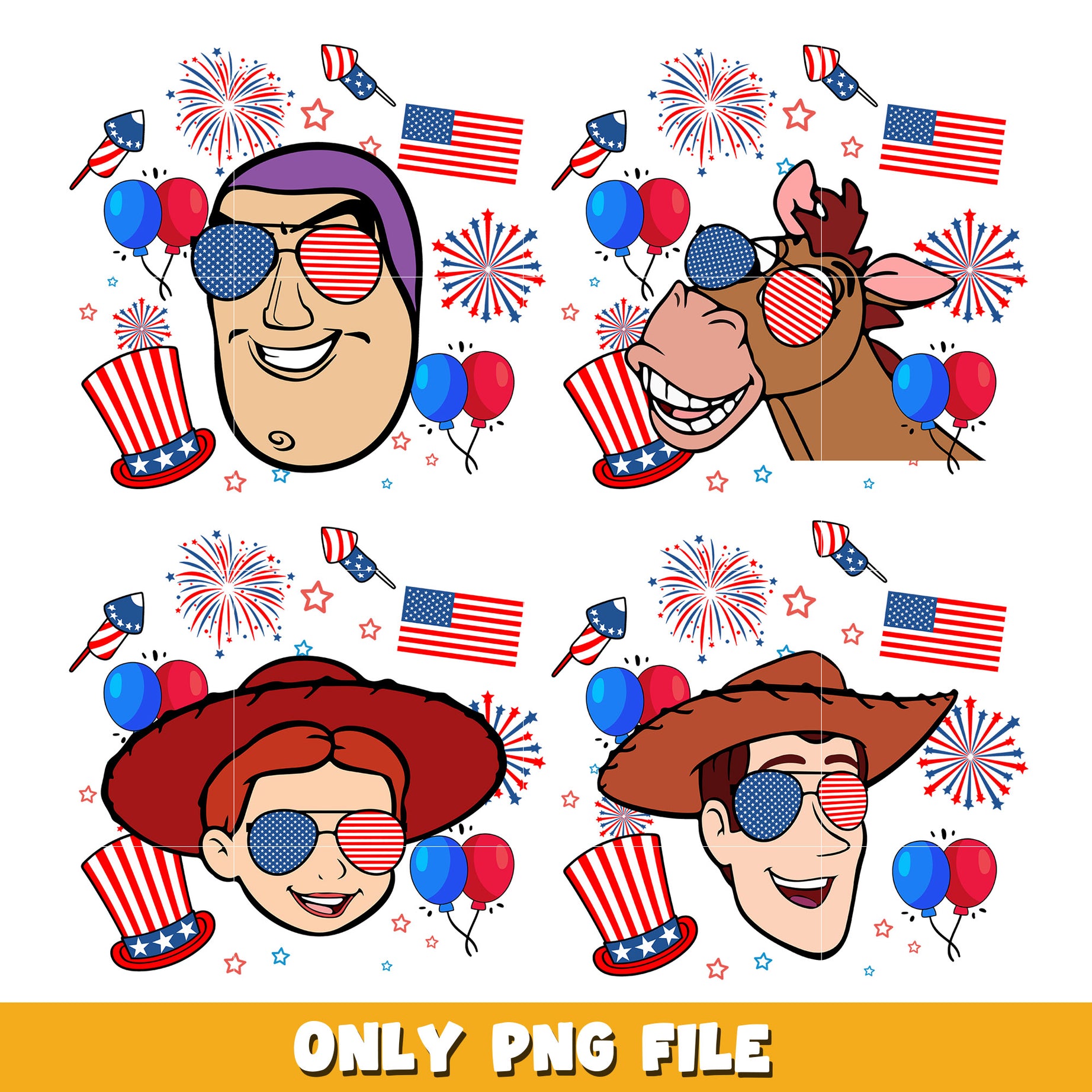 America Toy Story bundle png, Toy Story png, Disney cartoon png, Digital download 