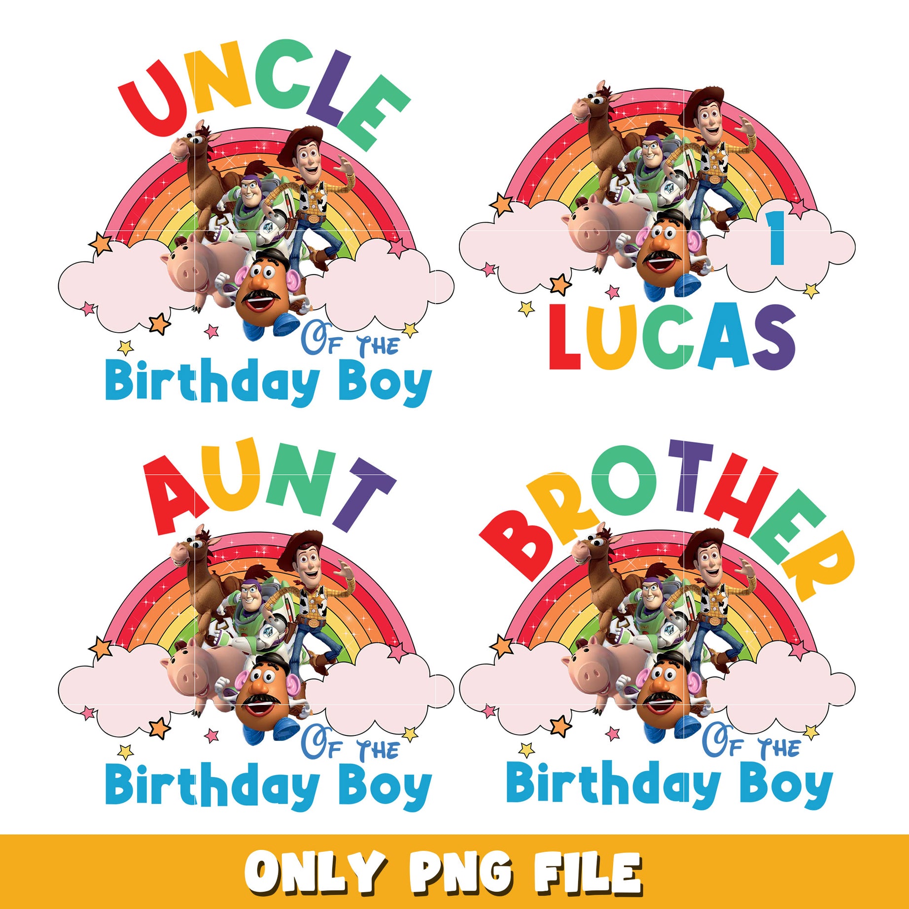 Toy Story Family Birthday Boy bundle png, Toy Story png, Disney cartoon png, Digital download 