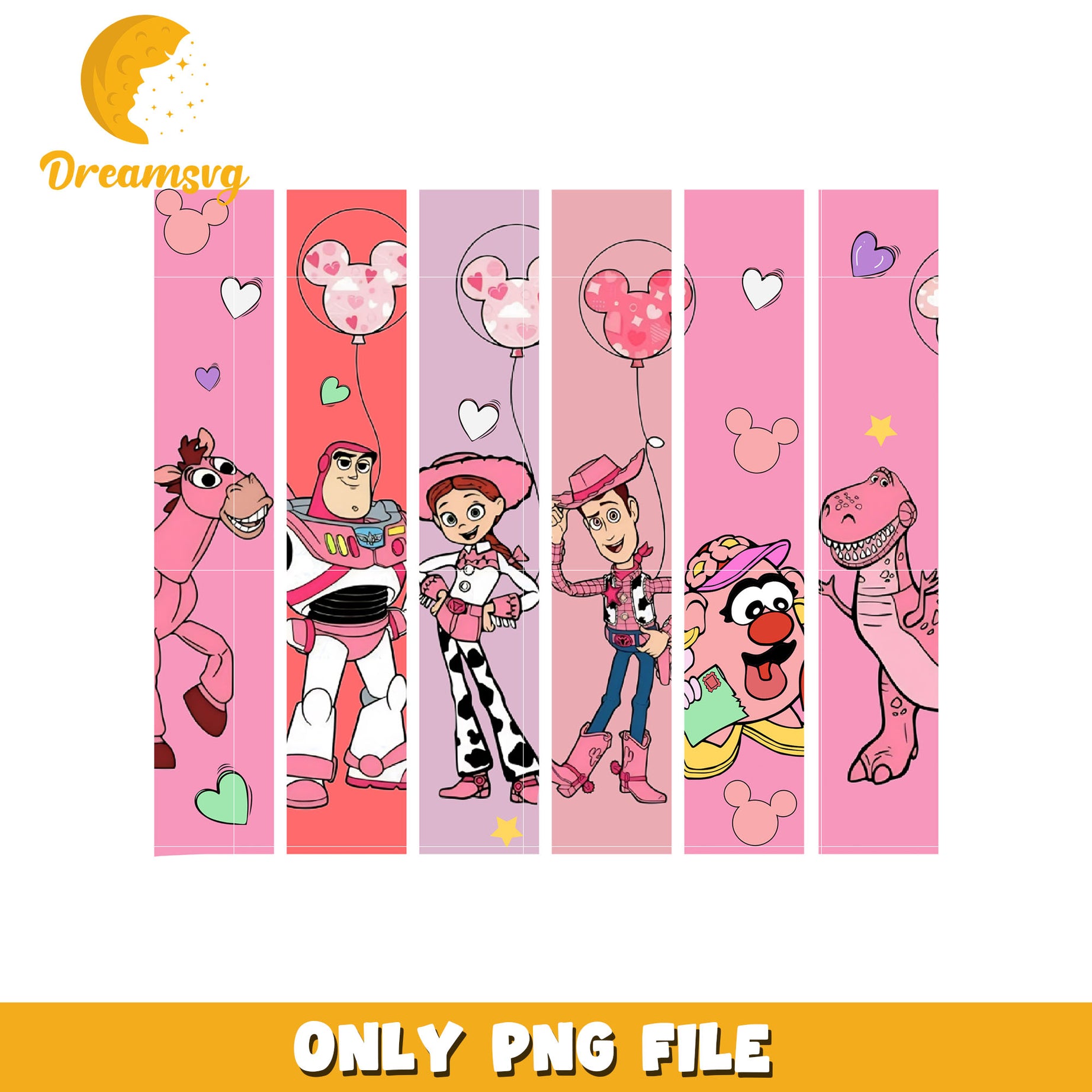 Toy story character on valentine day png, valentine png