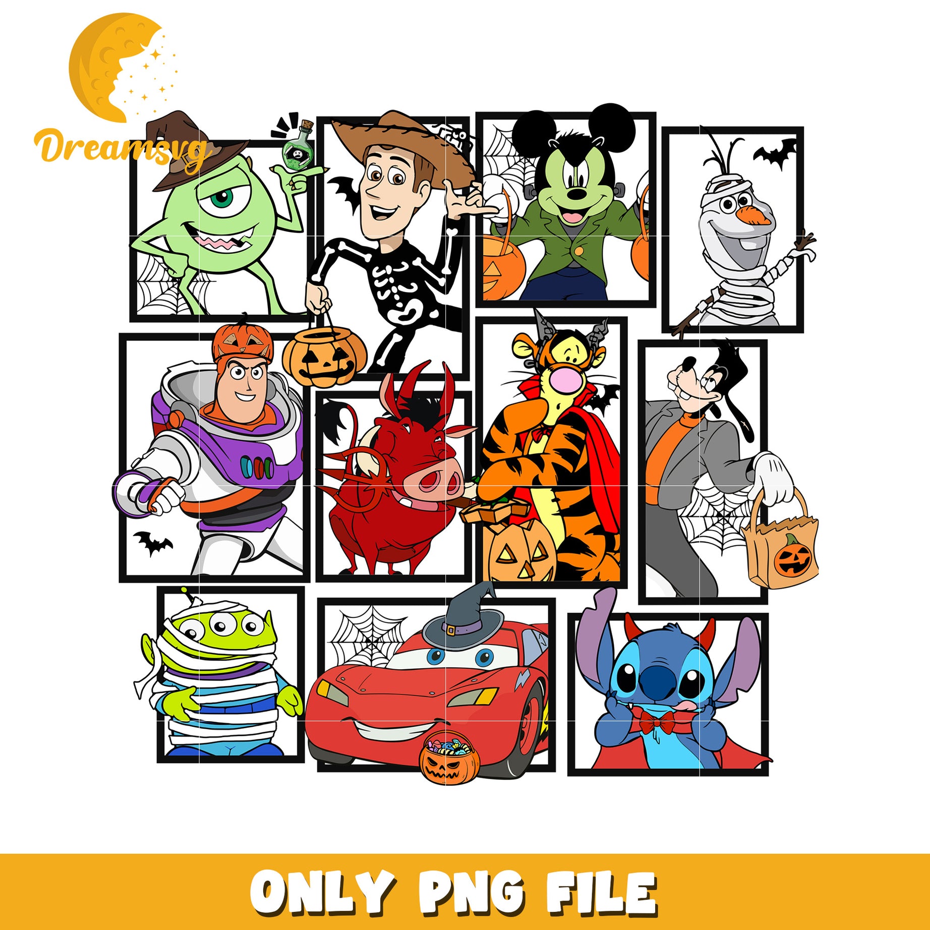 Toy story characters halloween png, halloween holiday png, halloween memes png