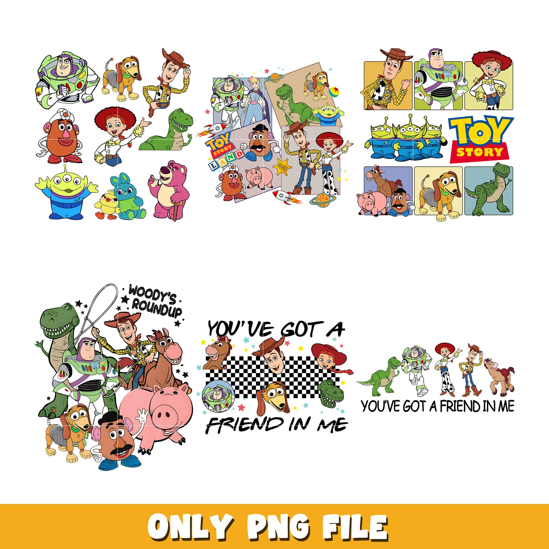 Toy Story Characters bundle png, Toy Story png, Disney cartoon png, Digital download 