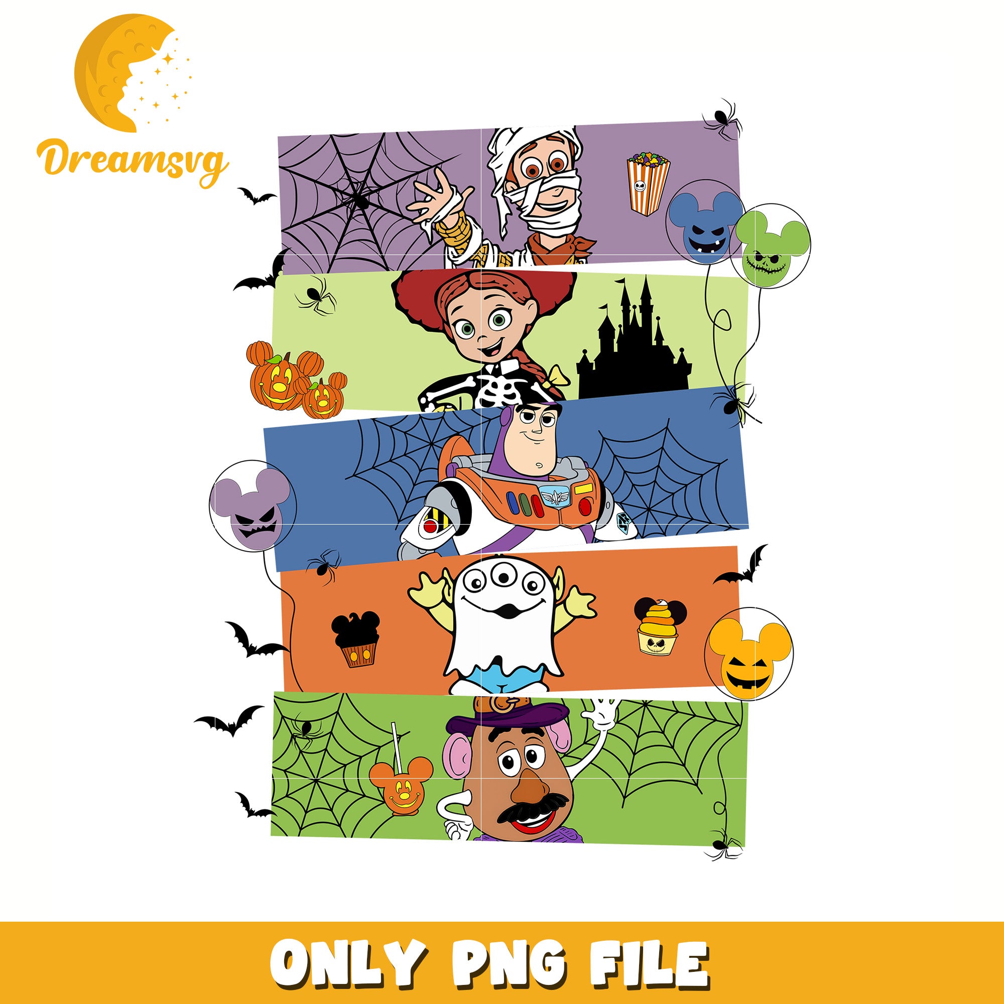 Toy story halloween season png, halloween candy png, spooky halloween png