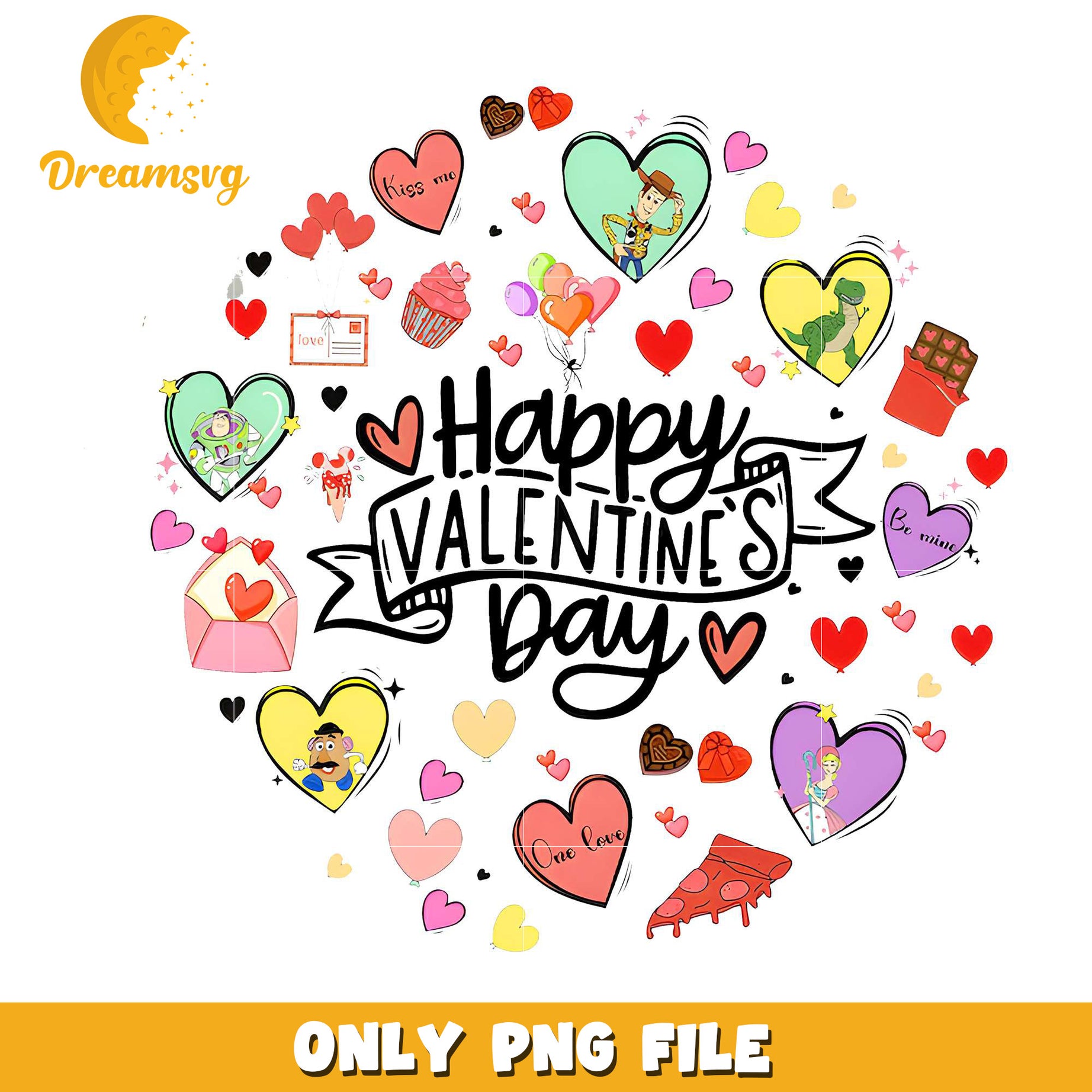 Toy story heart shape happy valentine's day png, disney png