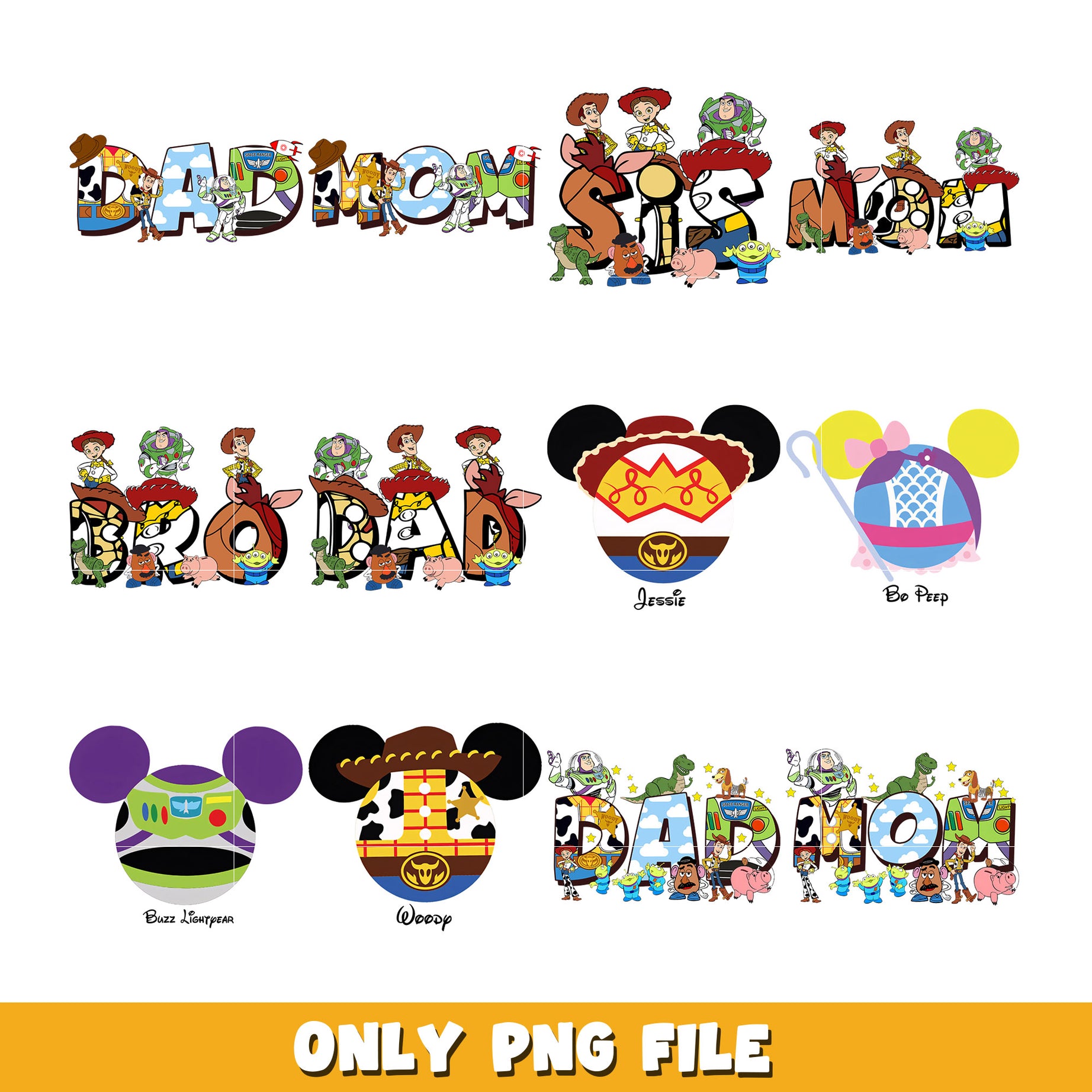 Toy story family bundle png, Toy story png, Disney cartoon png, Digital download  