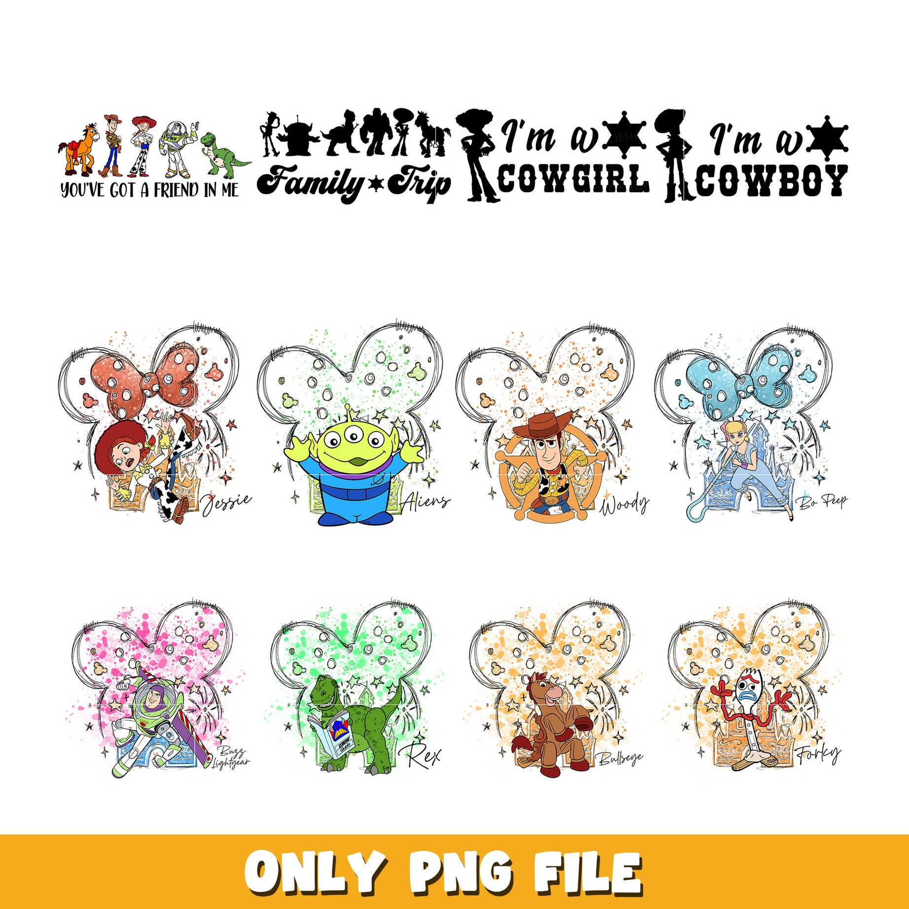 Mickey Mouse Toy Story bundle png, Toy Story png, Disney cartoon png, Digital download 