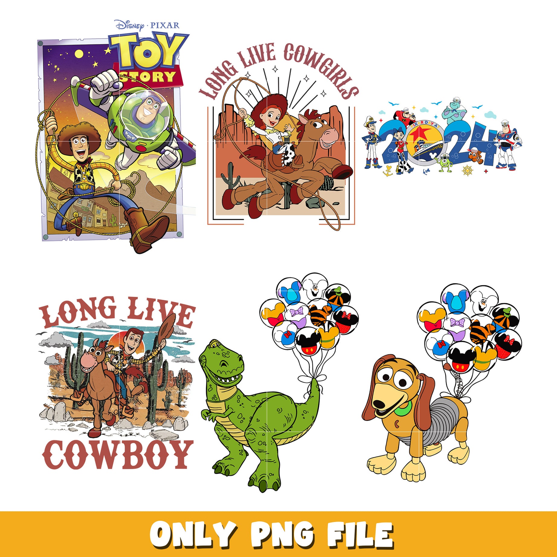 Retro Toy Story Friends bundle png, Toy Story png, Disney cartoon png, Digital download 