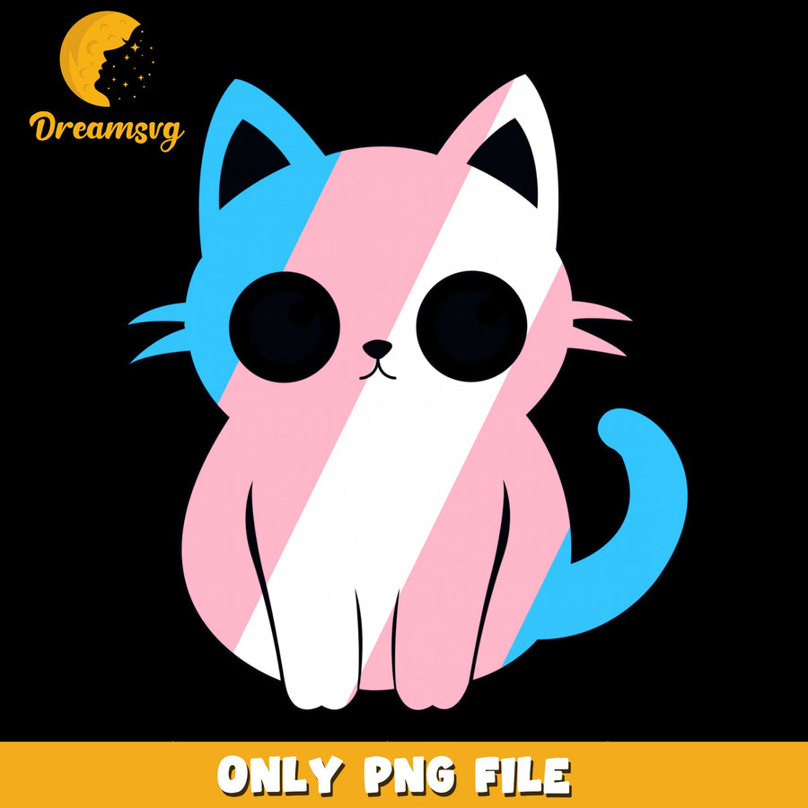 Transgender Pride Flag Cat PNG, Trans Pride Kitty, LGBTQ PNG
