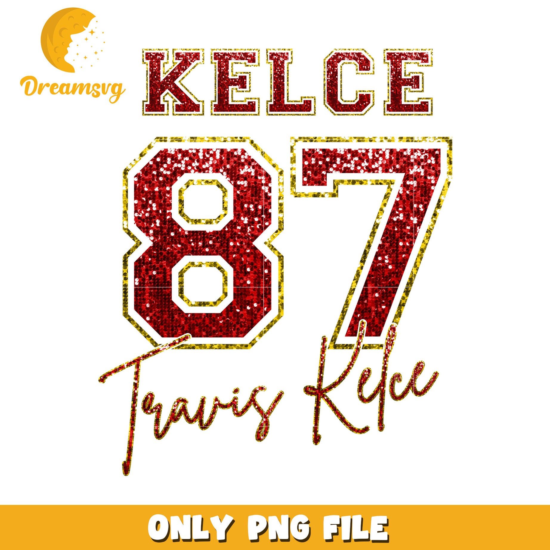 Travis Kelce 87 Glitter PNG Design for Fans