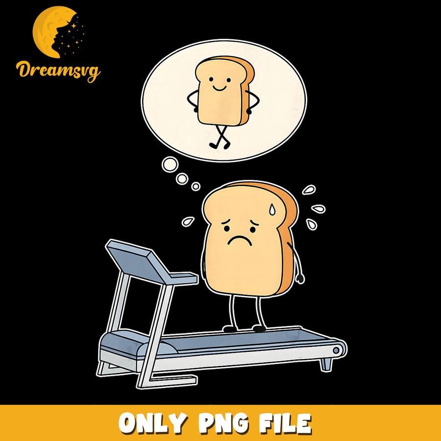 Treadmill Toast PNG, Funny Exercise Design, Humor PNG