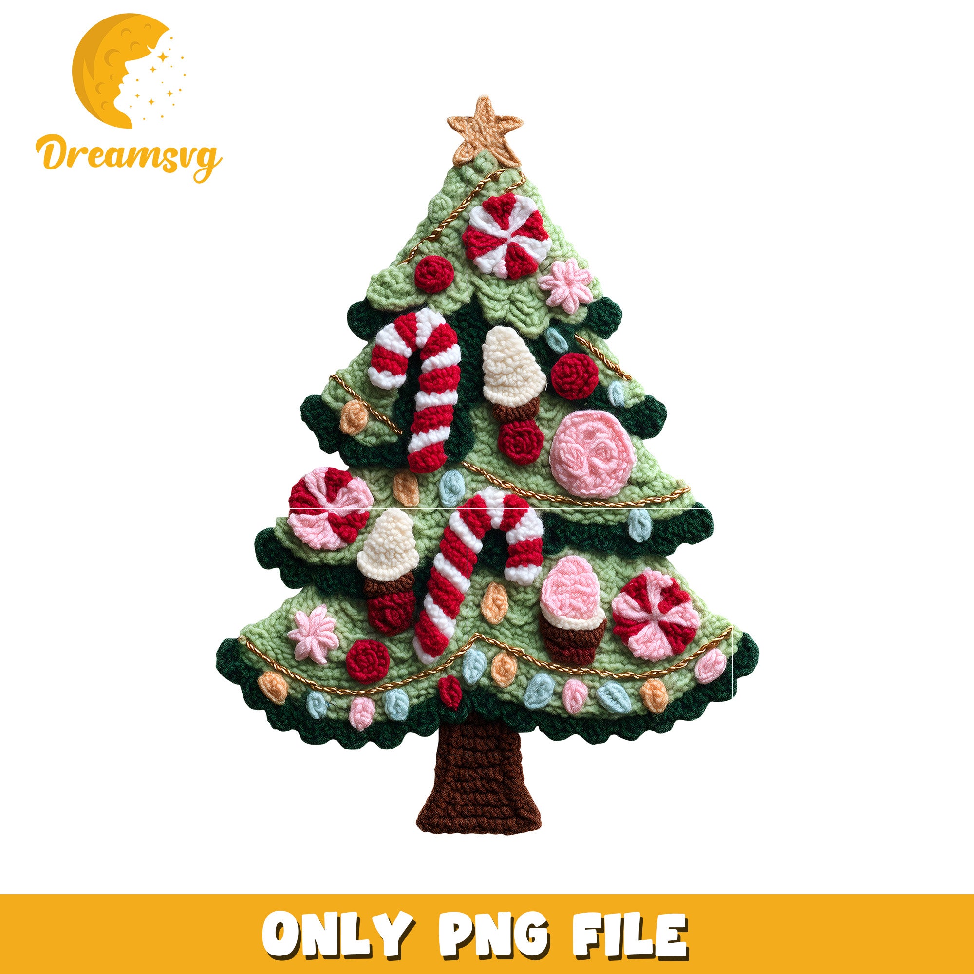 Tree christmas png, christmas design​​​ png, knitted art png
