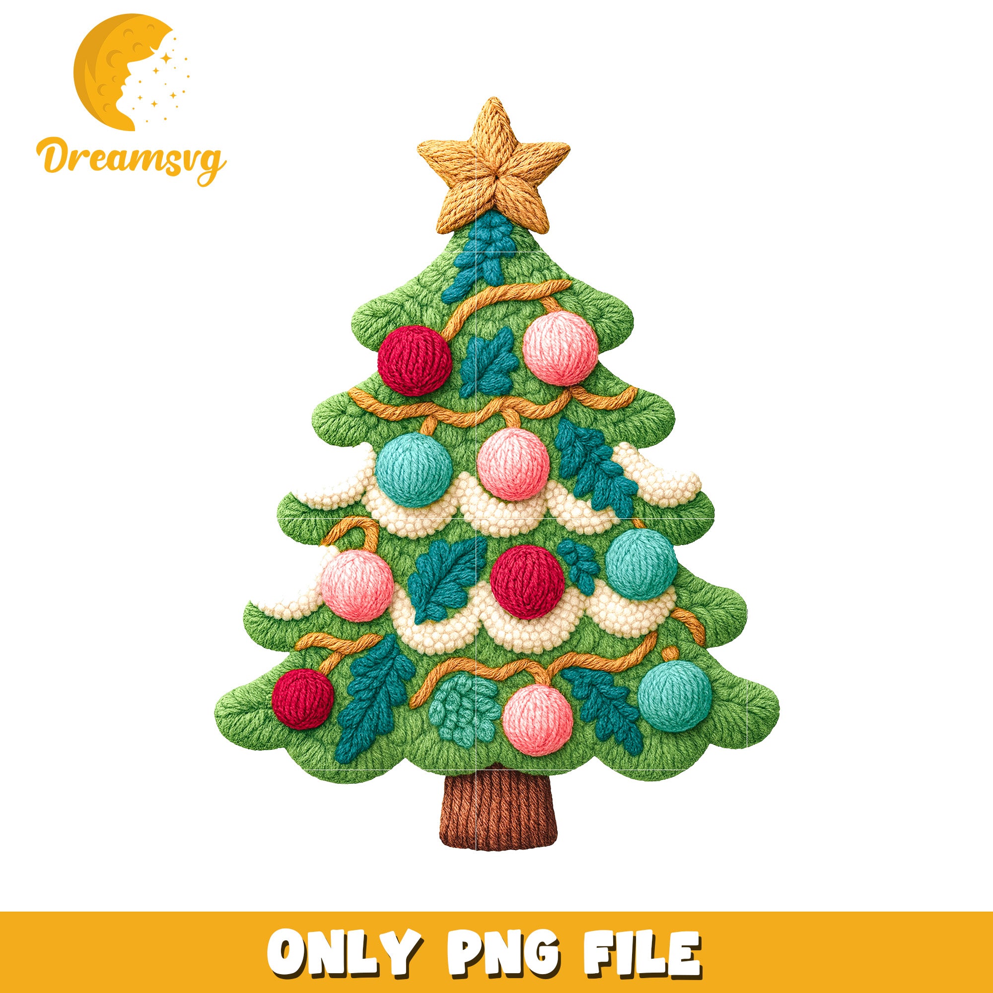 Tree crochet png, christmas png, christmas tree png