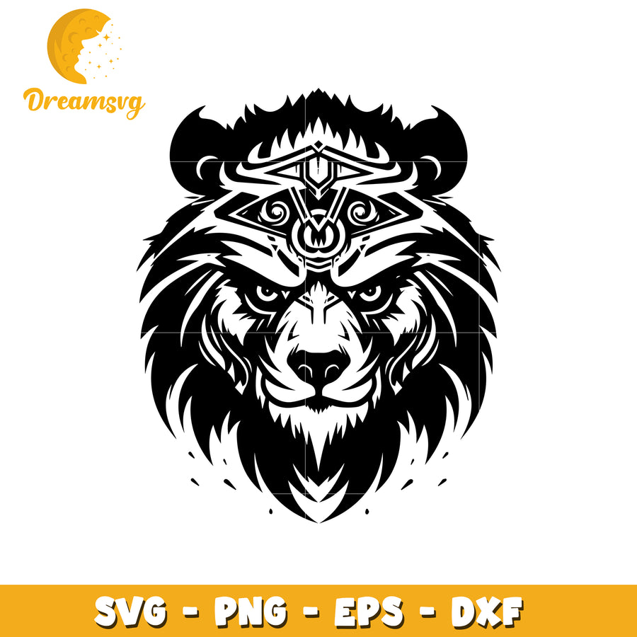 Tribal Bear Head SVG PNG EPS DXF