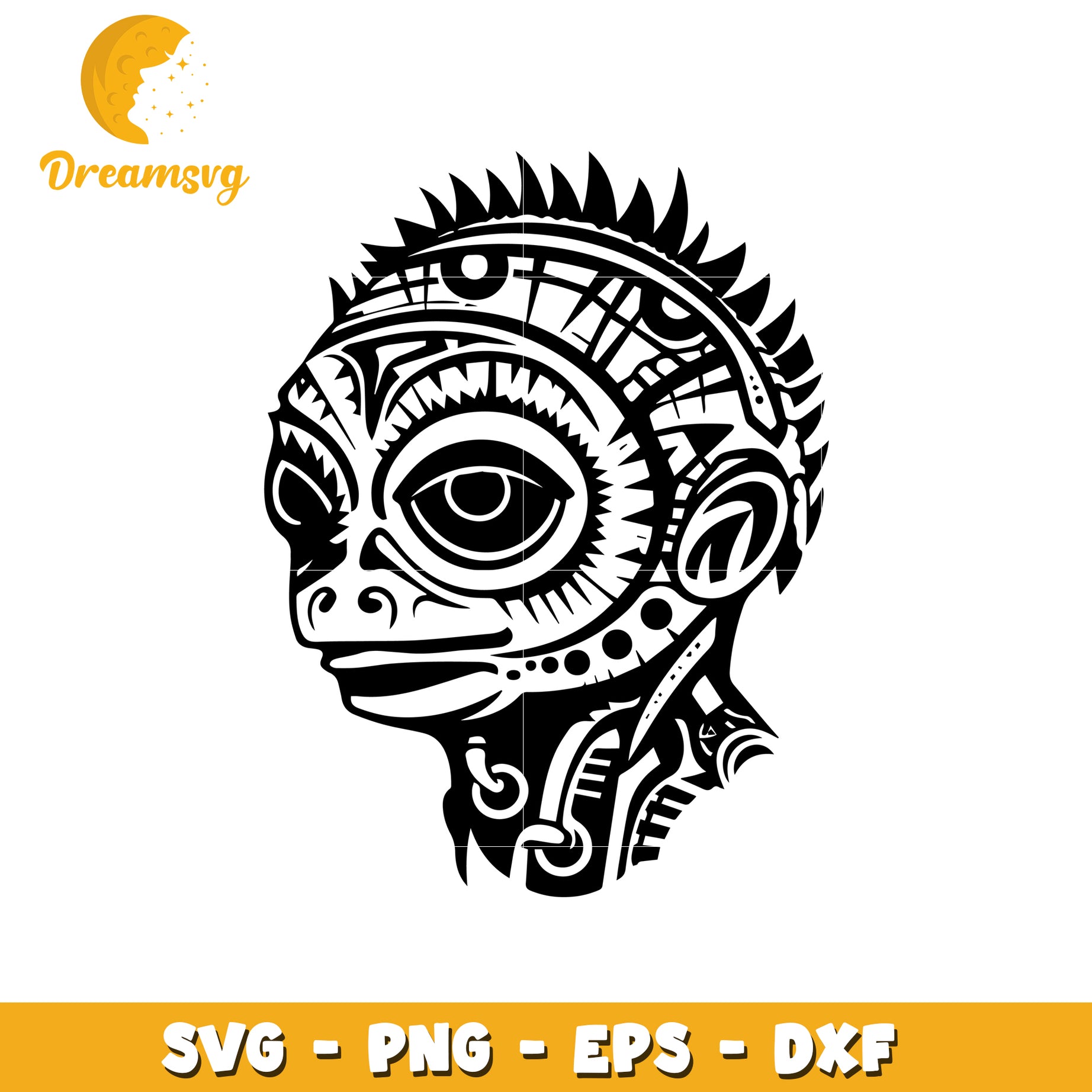 Tribal Gecko Head SVG Cut File