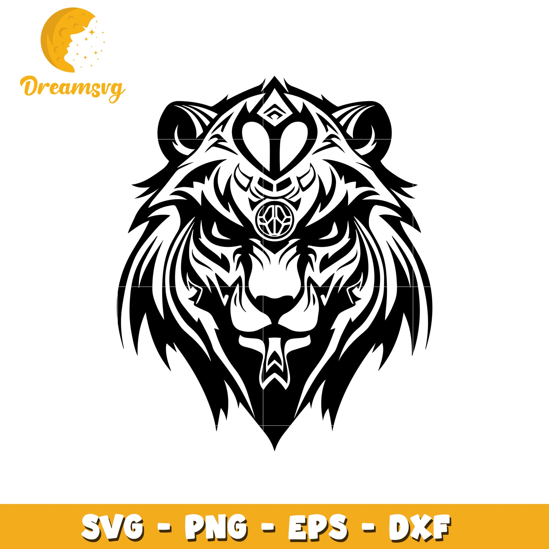 Tribal Lion Head SVG PNG EPS DXF