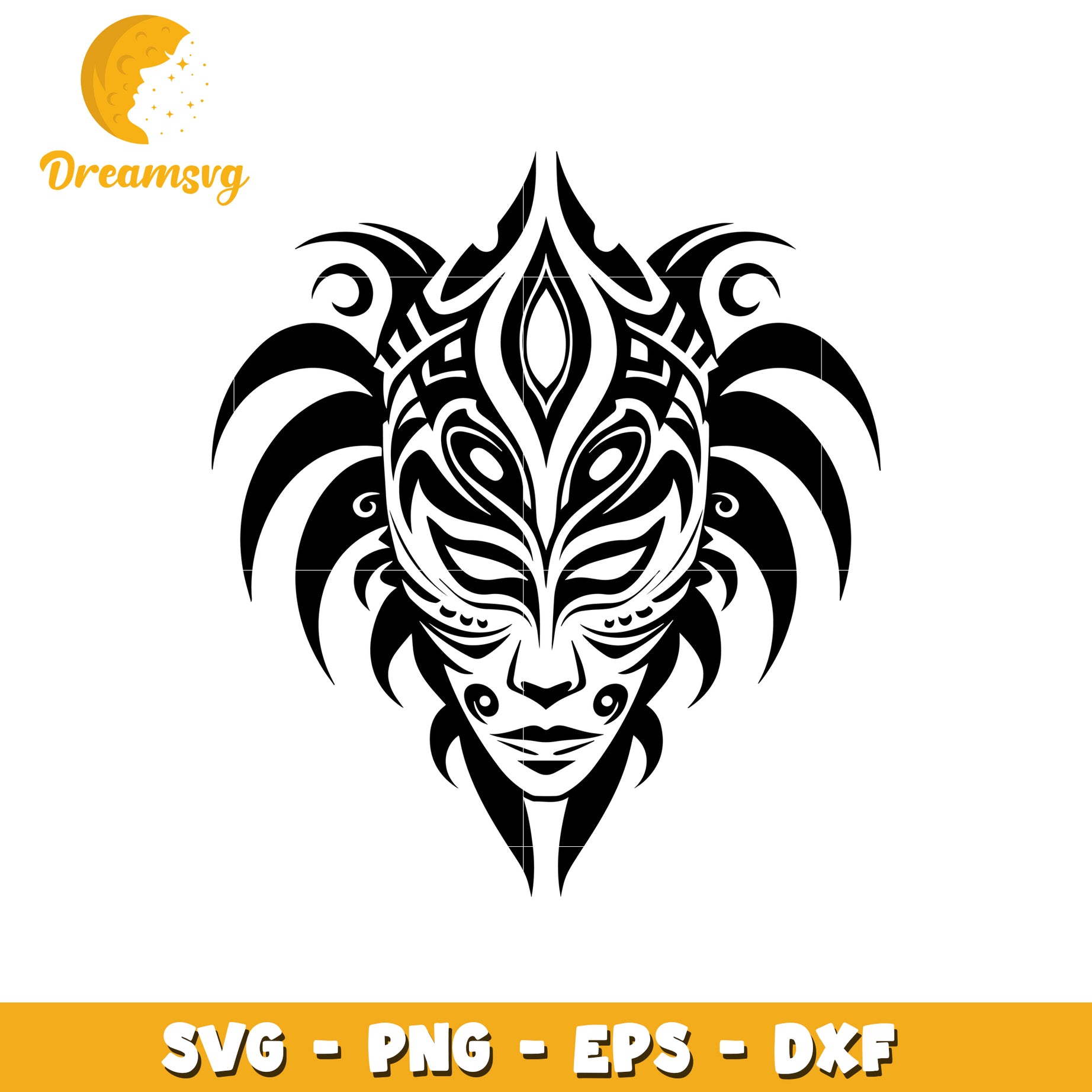 Tribal Mask SVG PNG EPS DXF