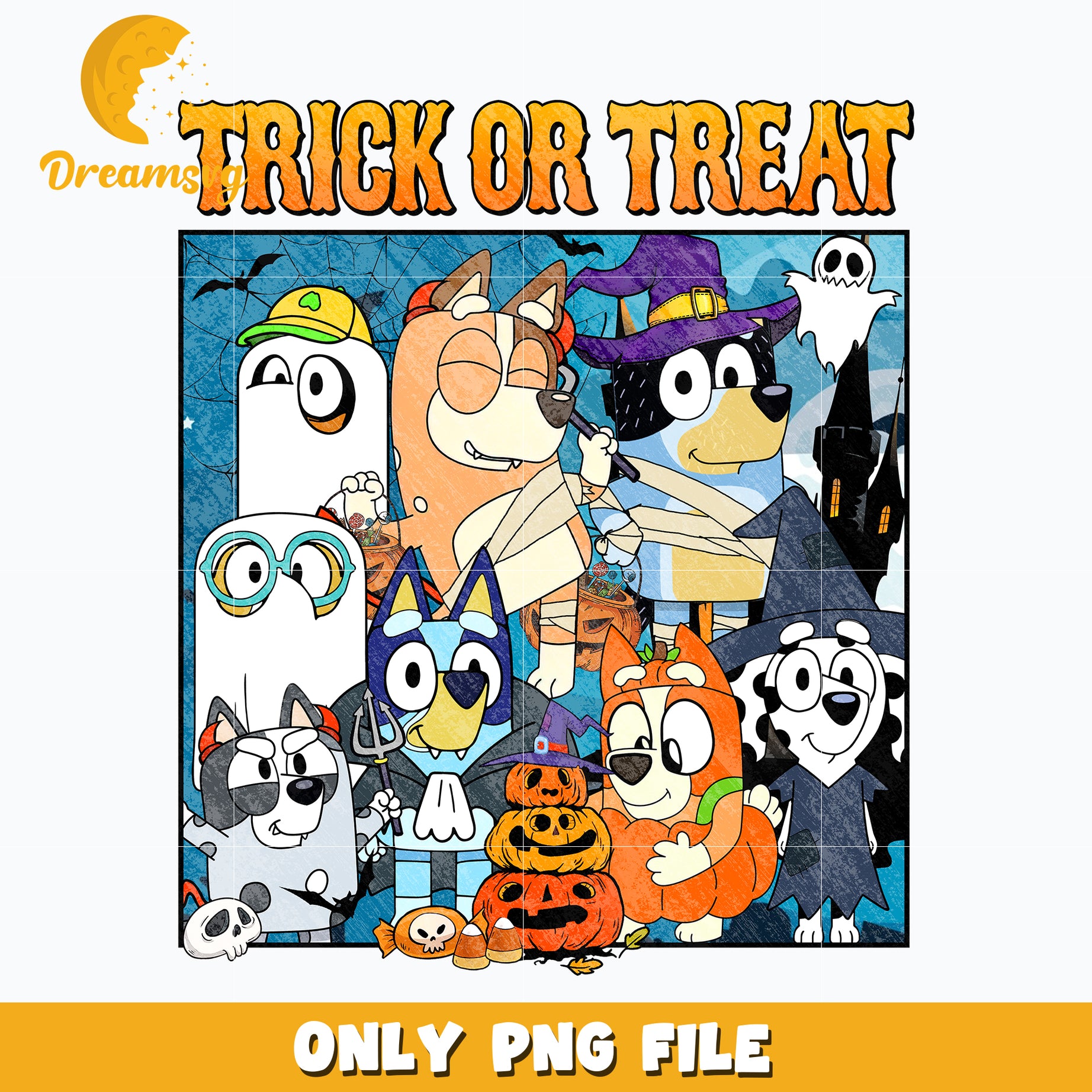 Trick Or Treat Bluey And Friends Halloween png