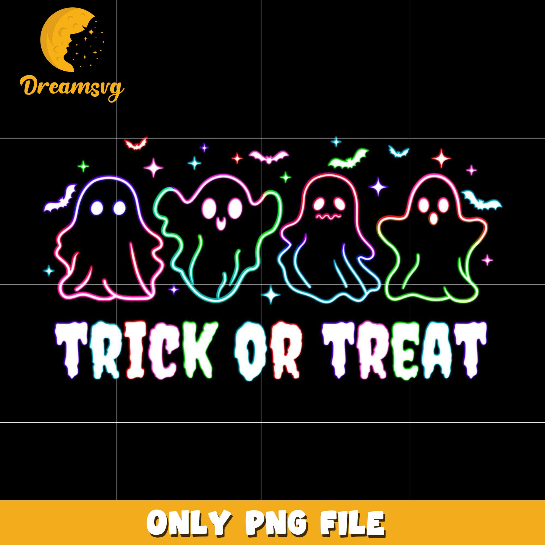 Trick or treat neon png, spooky autumn​ png, trick or treat png