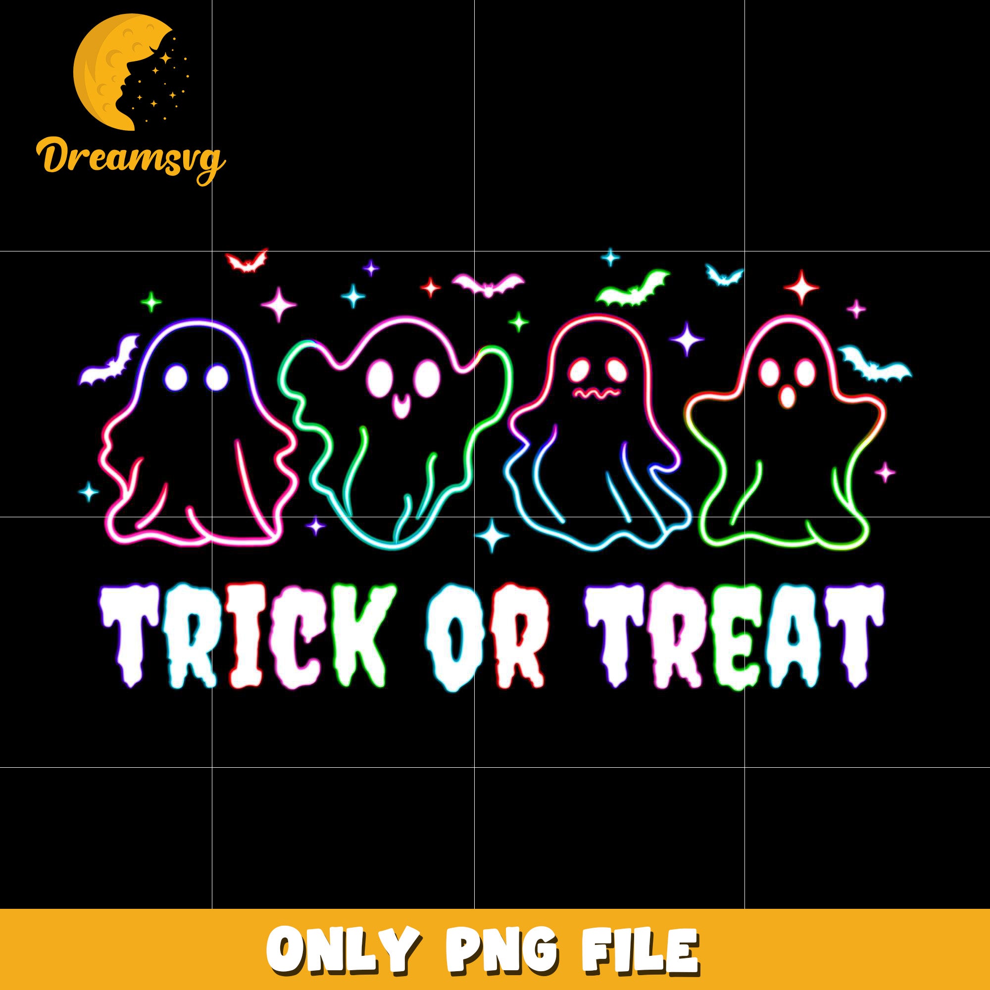 Trick or treat neon png, spooky autumn​ png, trick or treat png