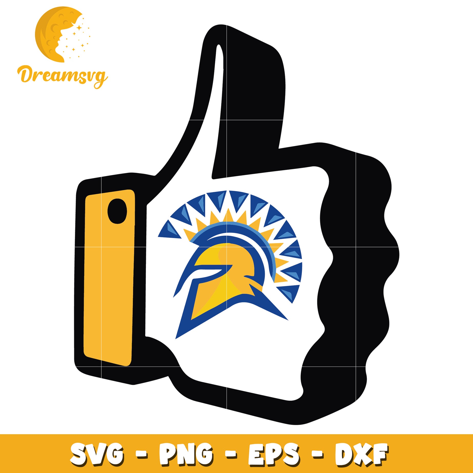 Trojan Helmet Thumbs Up SVG PNG EPS DXF