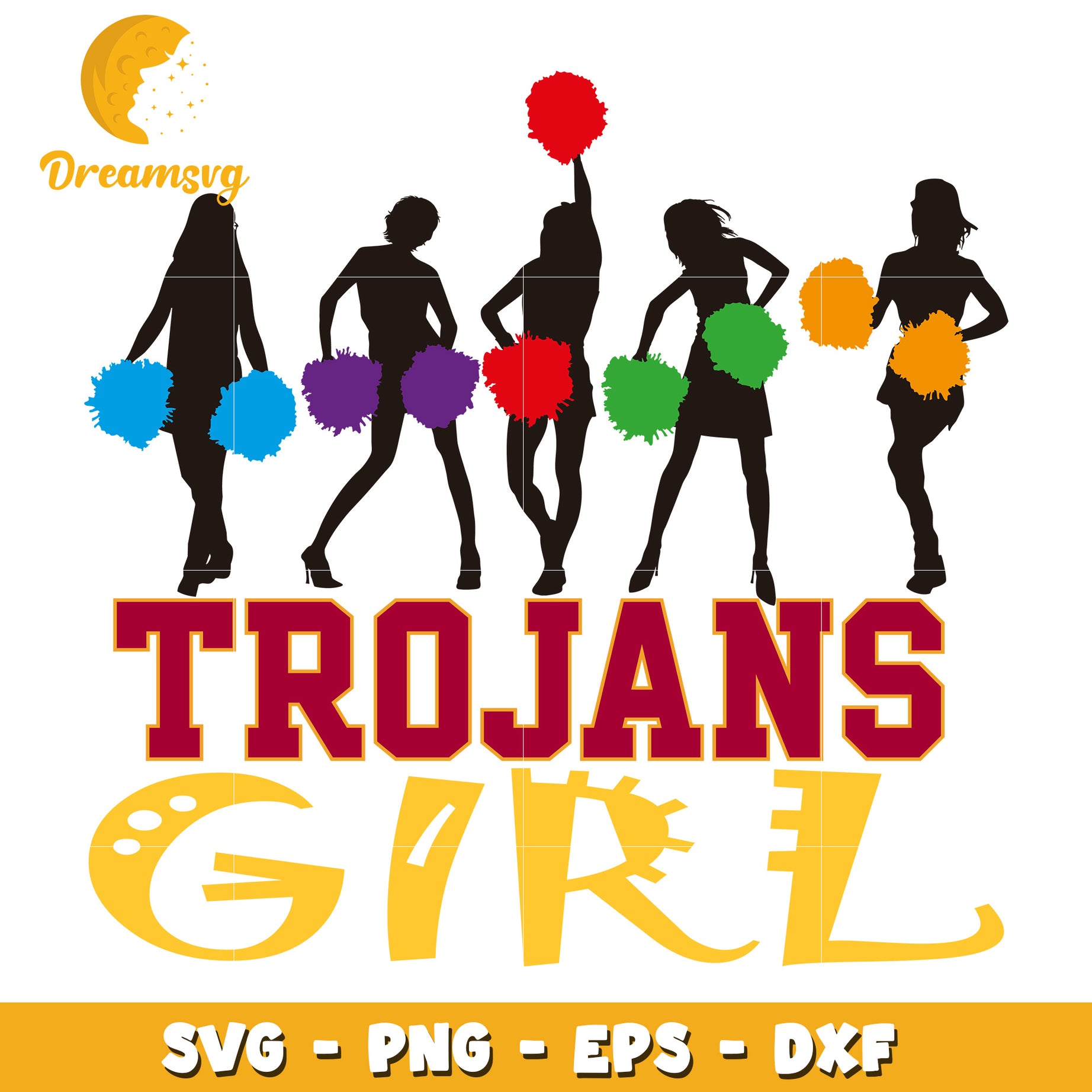 Trojans Cheerleader SVG PNG EPS DXF