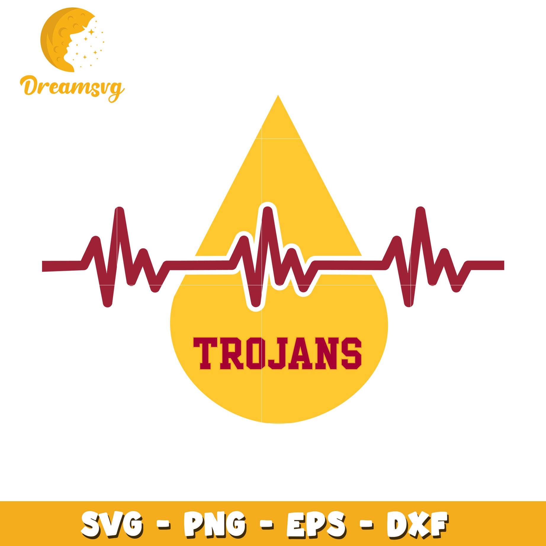 Trojans Heartbeat SVG PNG EPS DXF